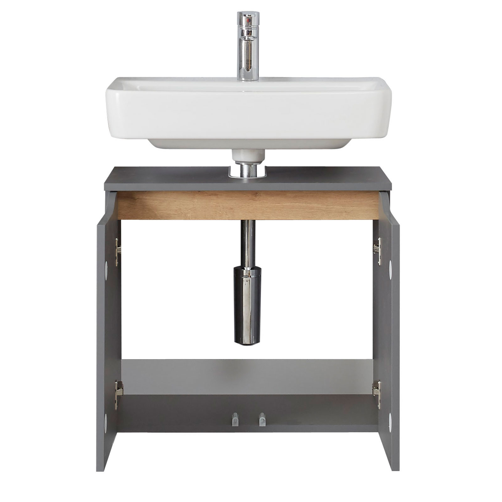 Waschbeckenunterschrank - quarzgrau-Eiche - 60 cm