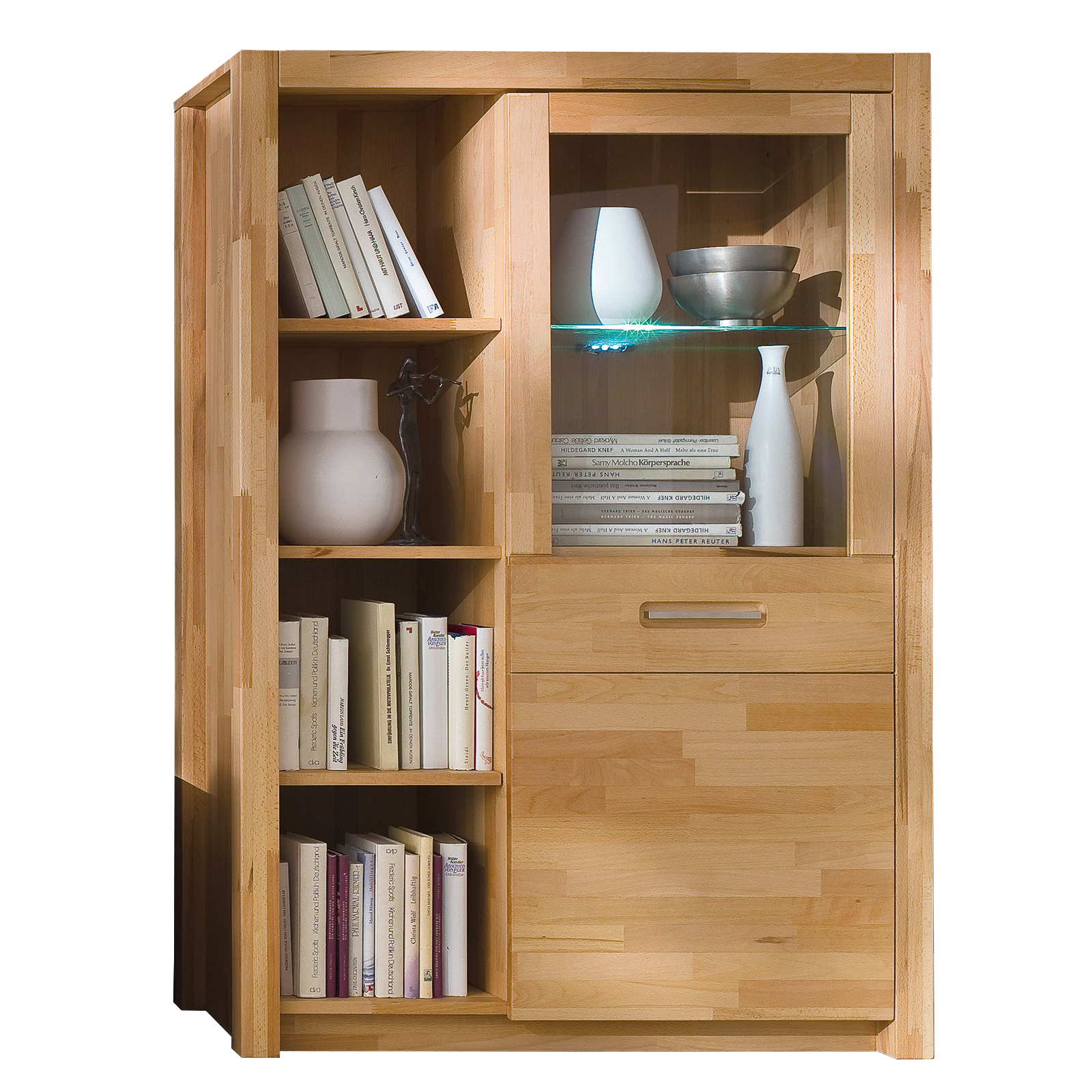Vitrine - Kernbuche massiv geölt - 98 cm