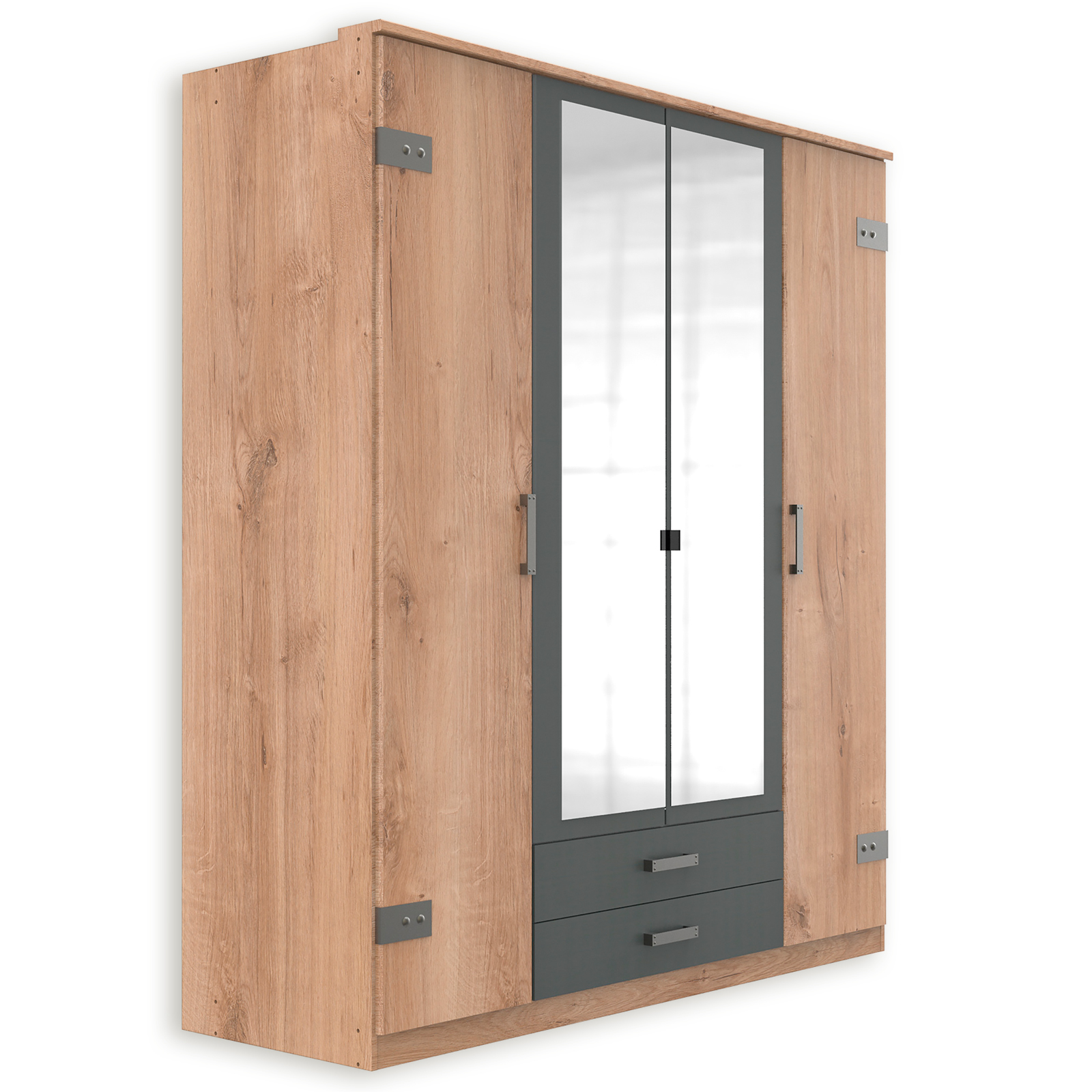Drehtürenschrank - Plankeneiche-Graphit - 180 cm
