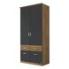 Drehtürenschrank - Wotan Eiche-grau metallic - 91 cm breit