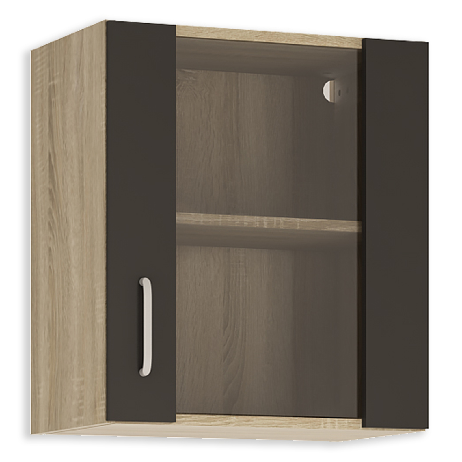 Glas-Oberschrank - anthrazit-Sonoma Eiche - 50x57 cm
