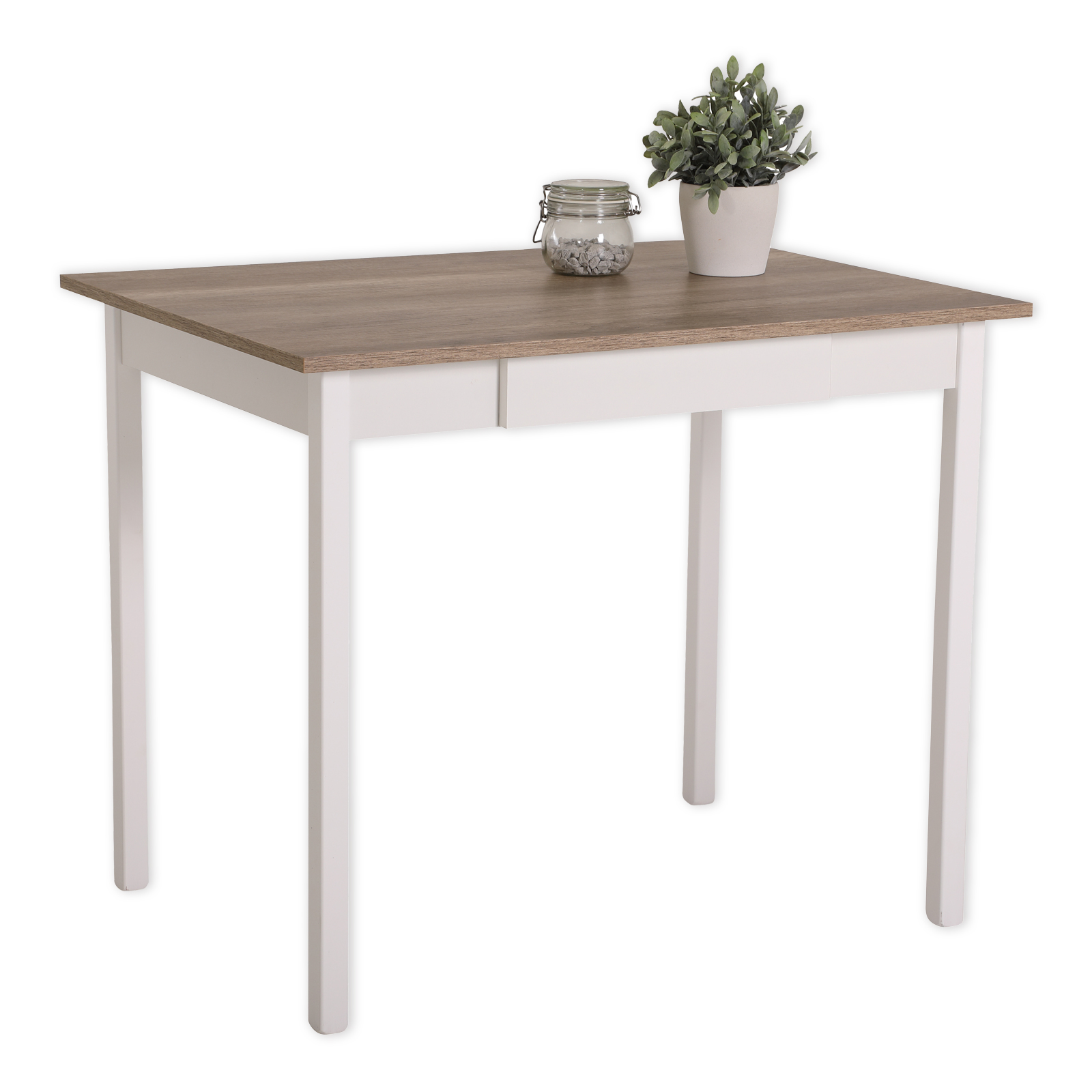 Tisch - Wildeiche - massiv weiß - 90 cm breit