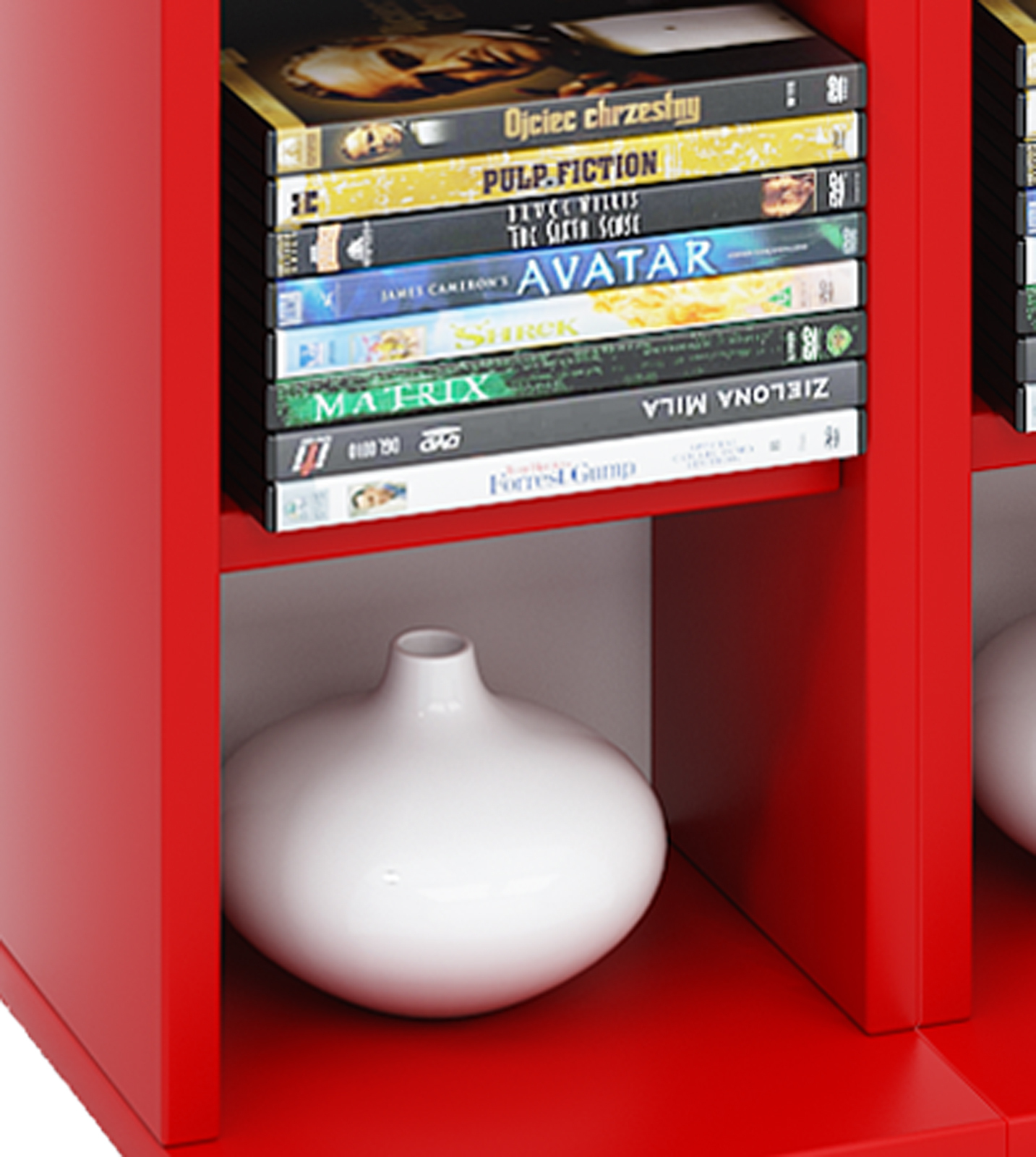 CD-Regal - rot - 42 cm breit - für 408 CDs - erweiterbar