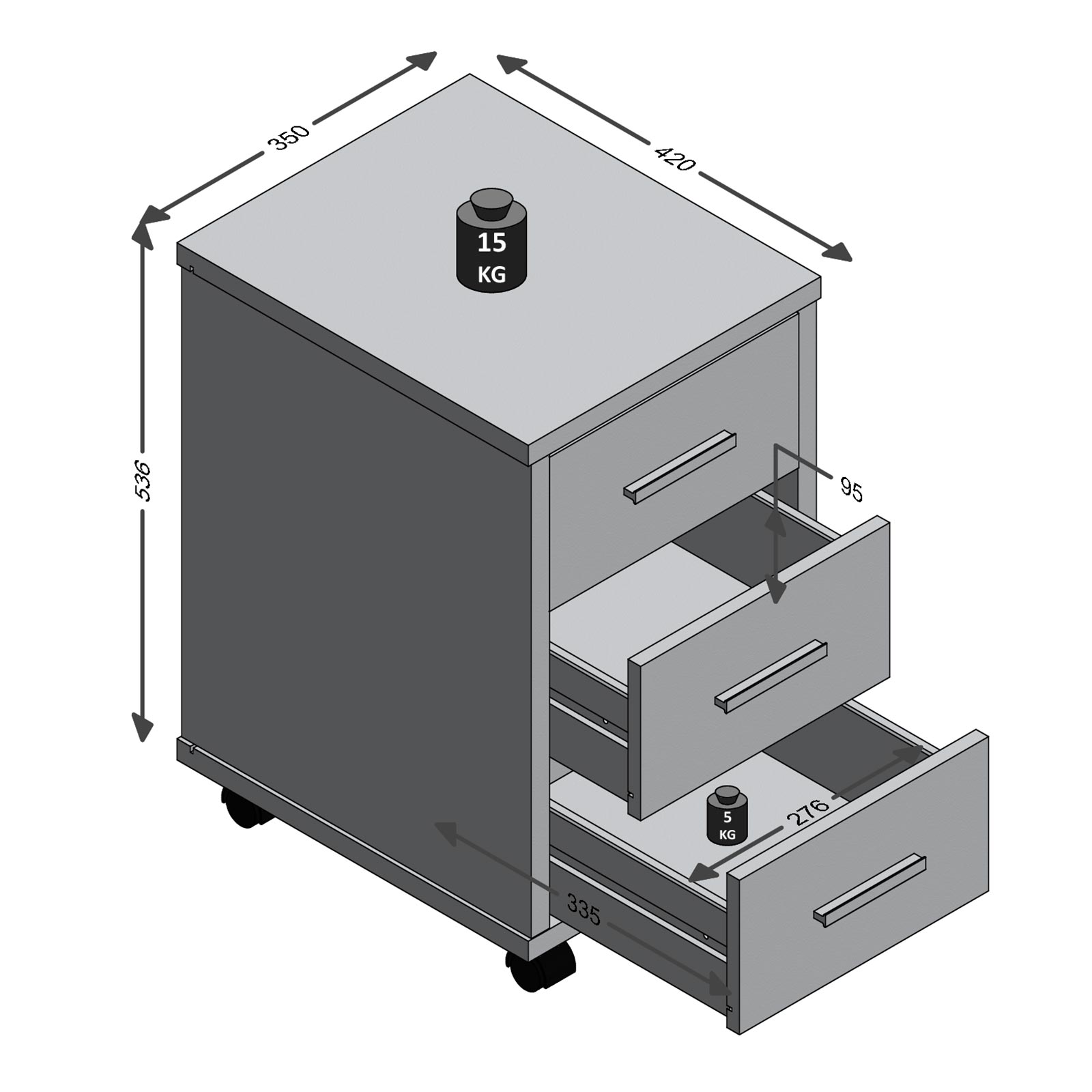 Rollcontainer - Artisan Eiche - weiß