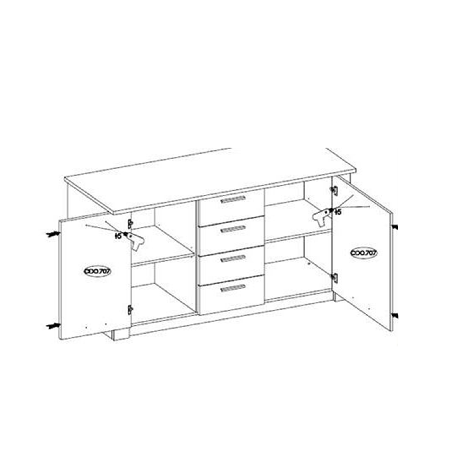 Sideboard - Artisan Eiche - 4 Schubkästen