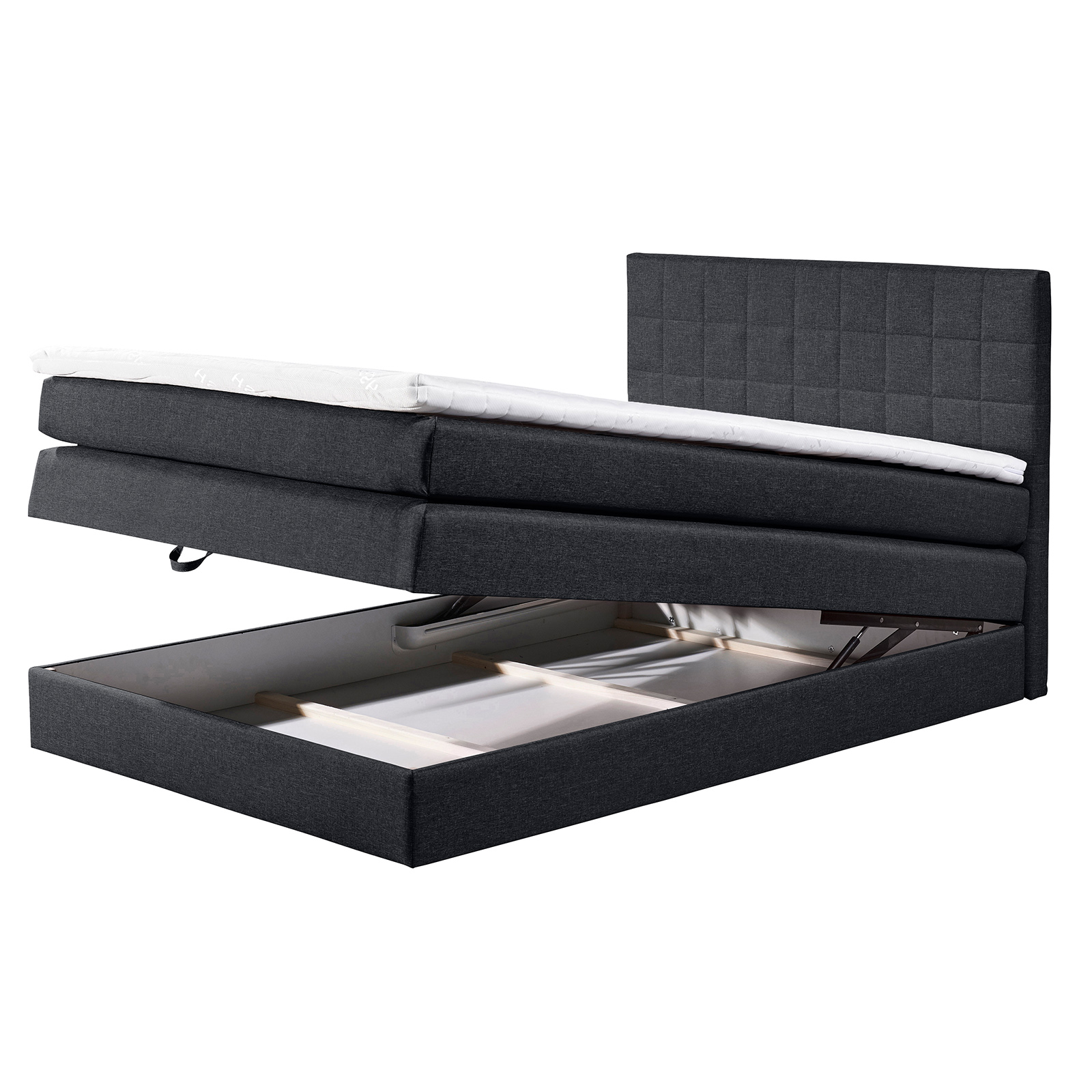 Boxspringbett - schwarz - H2 - 140x200 cm