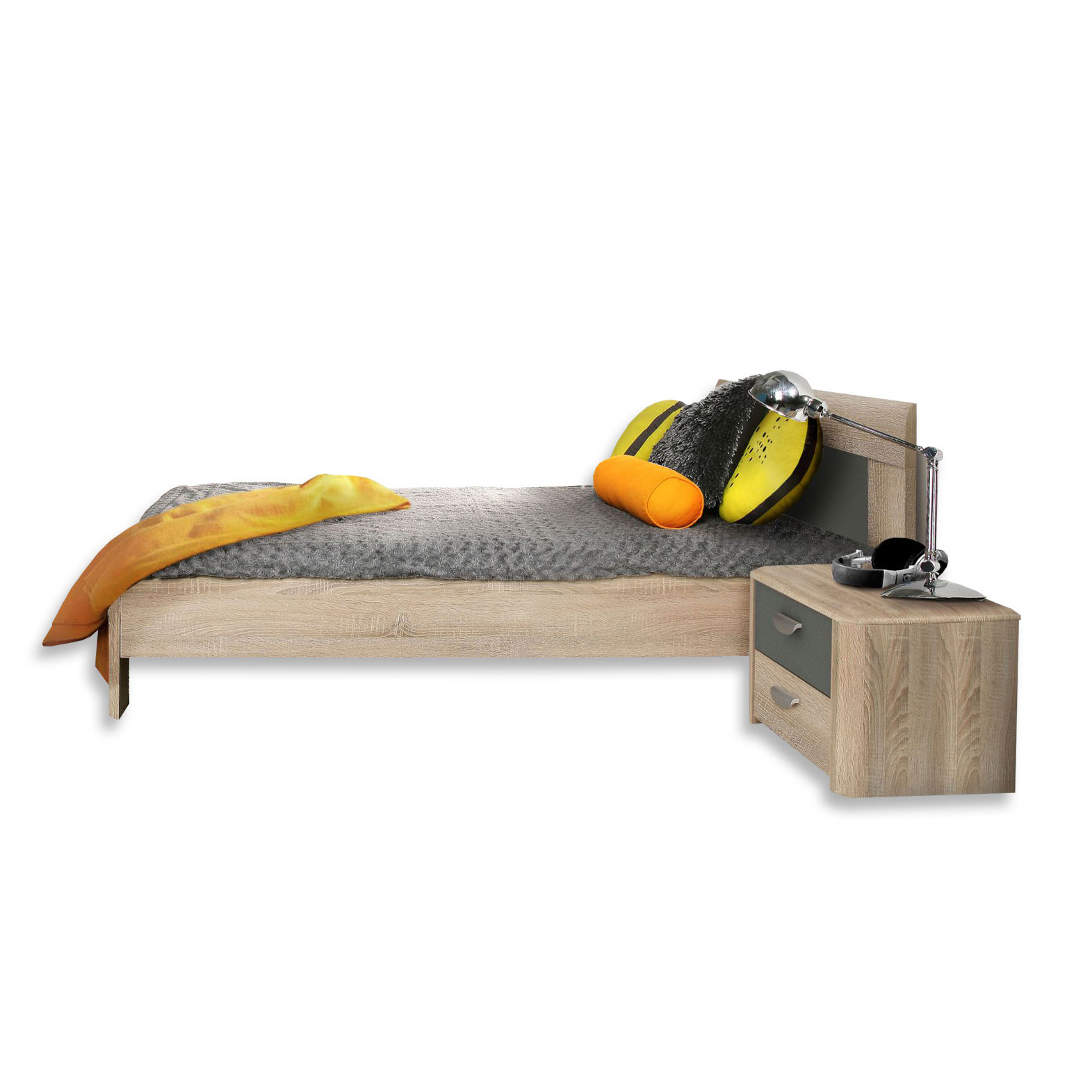 Jugendbett - Sonoma Eiche - grau - 90x200 cm
