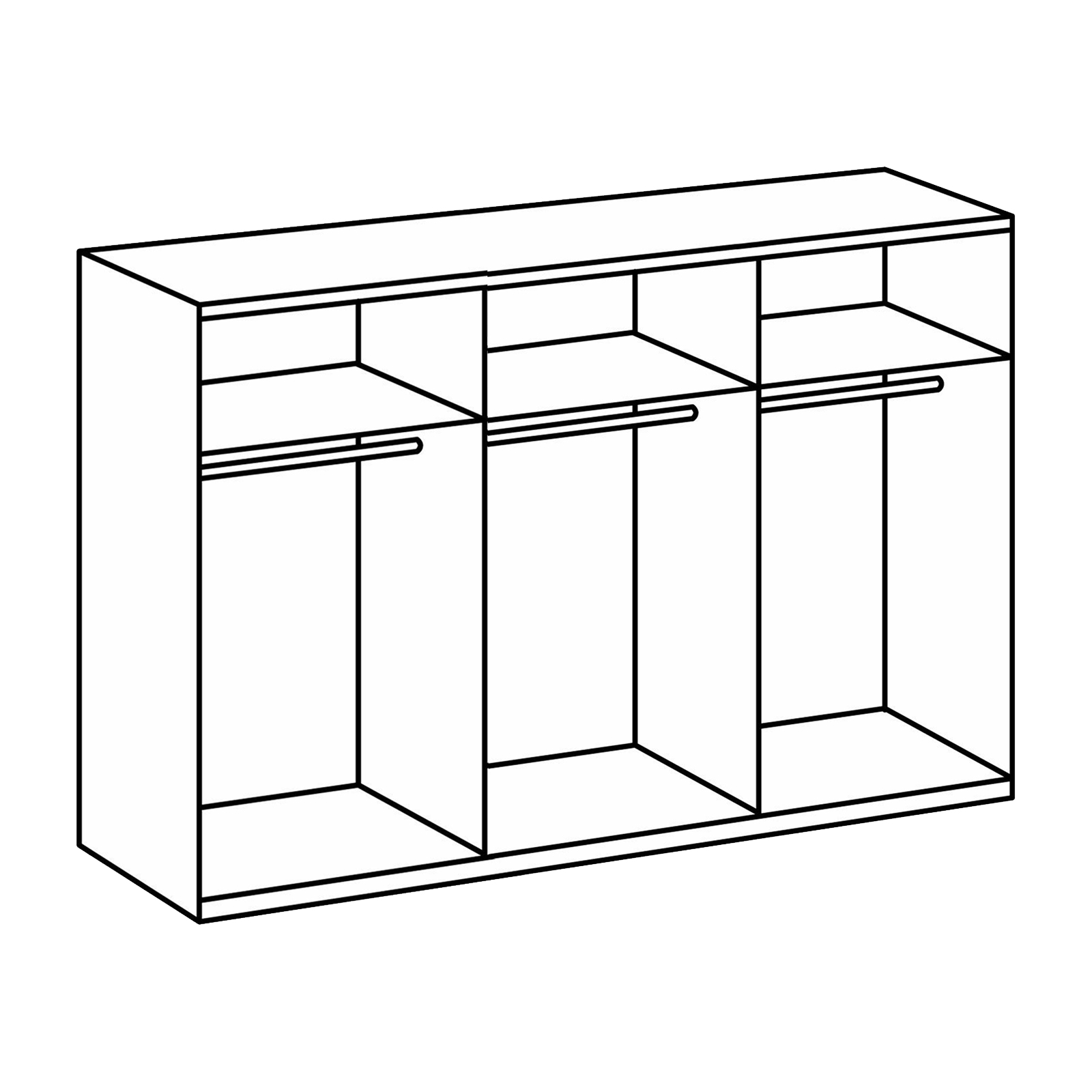 Schwebetürenschrank - Eiche Wotan-weiß Hochglanz - 203 cm breit