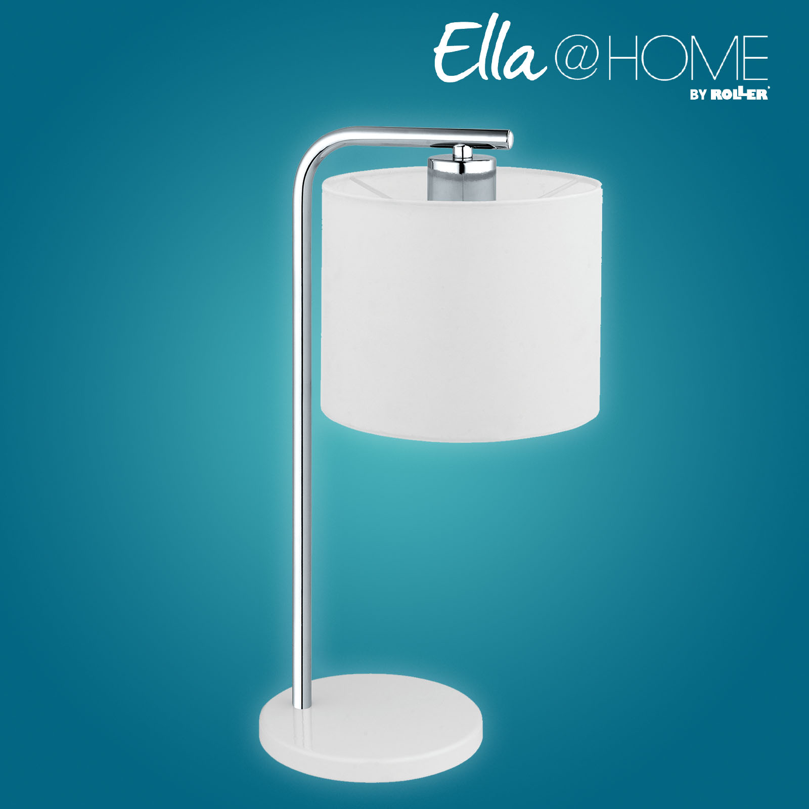 Ella@HOME Tischlampe - weiß-chrom - 42 cm