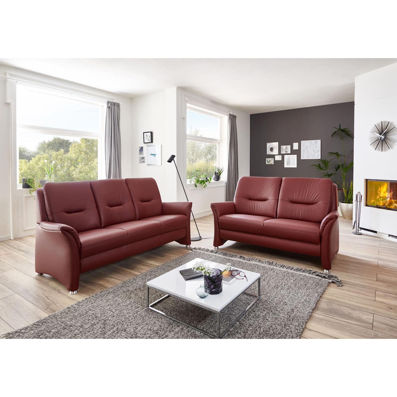 3Sitzer Ledersofa brombeer Federkern Online bei ROLLER kaufen