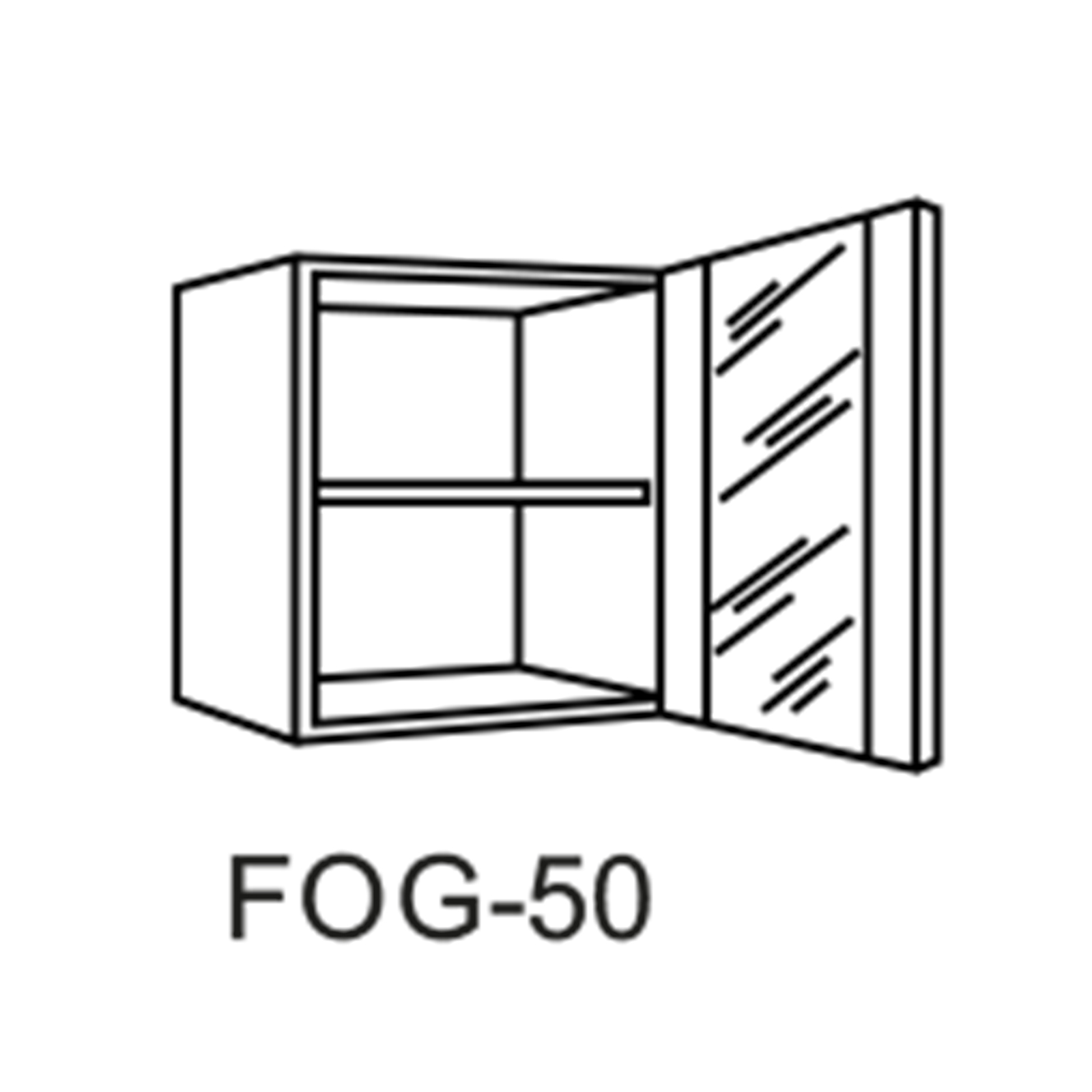 Glas-Oberschrank - anthrazit-Sonoma Eiche - 50x57 cm