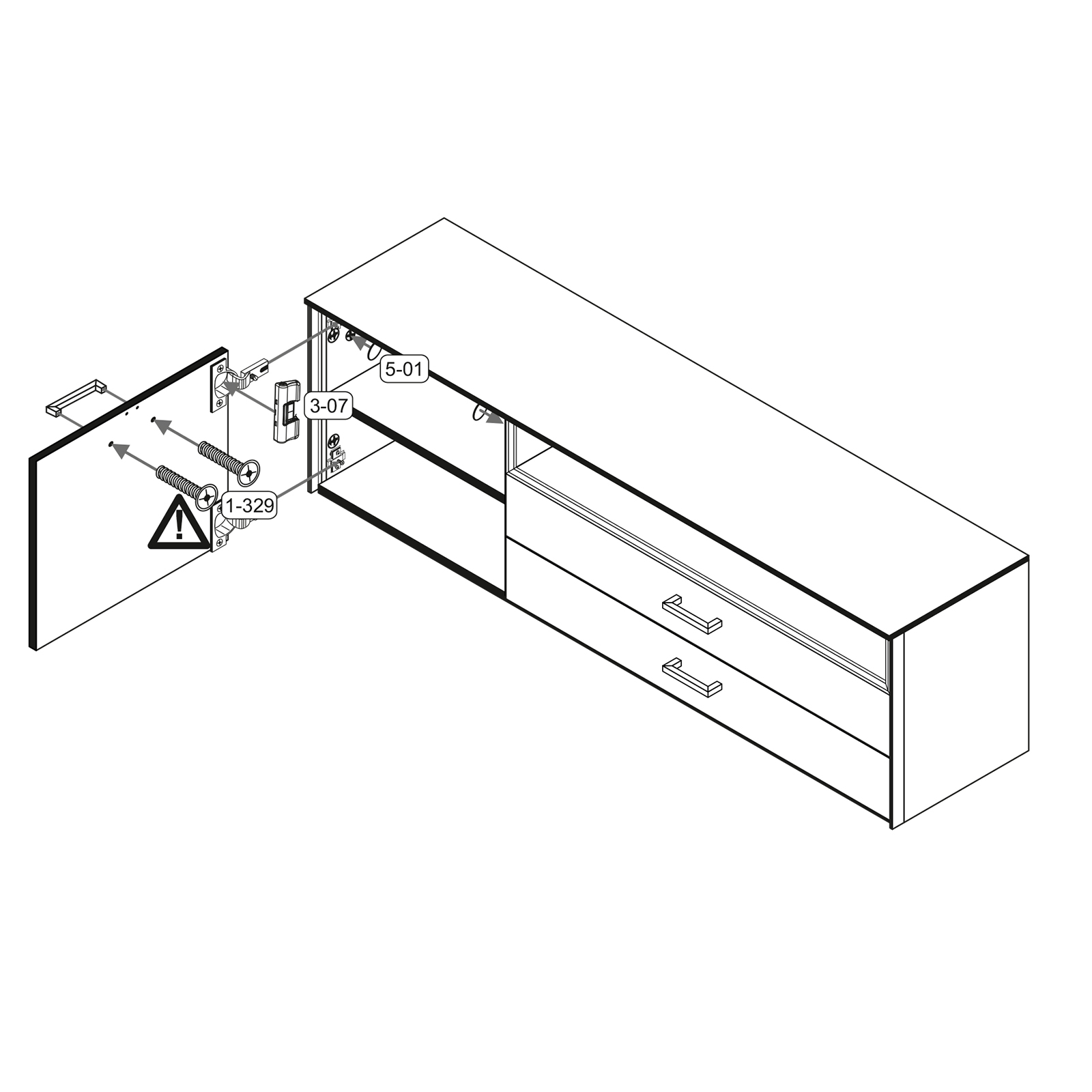 TV-Lowboard - Texas Oak - Schwarzstahl - 177 cm