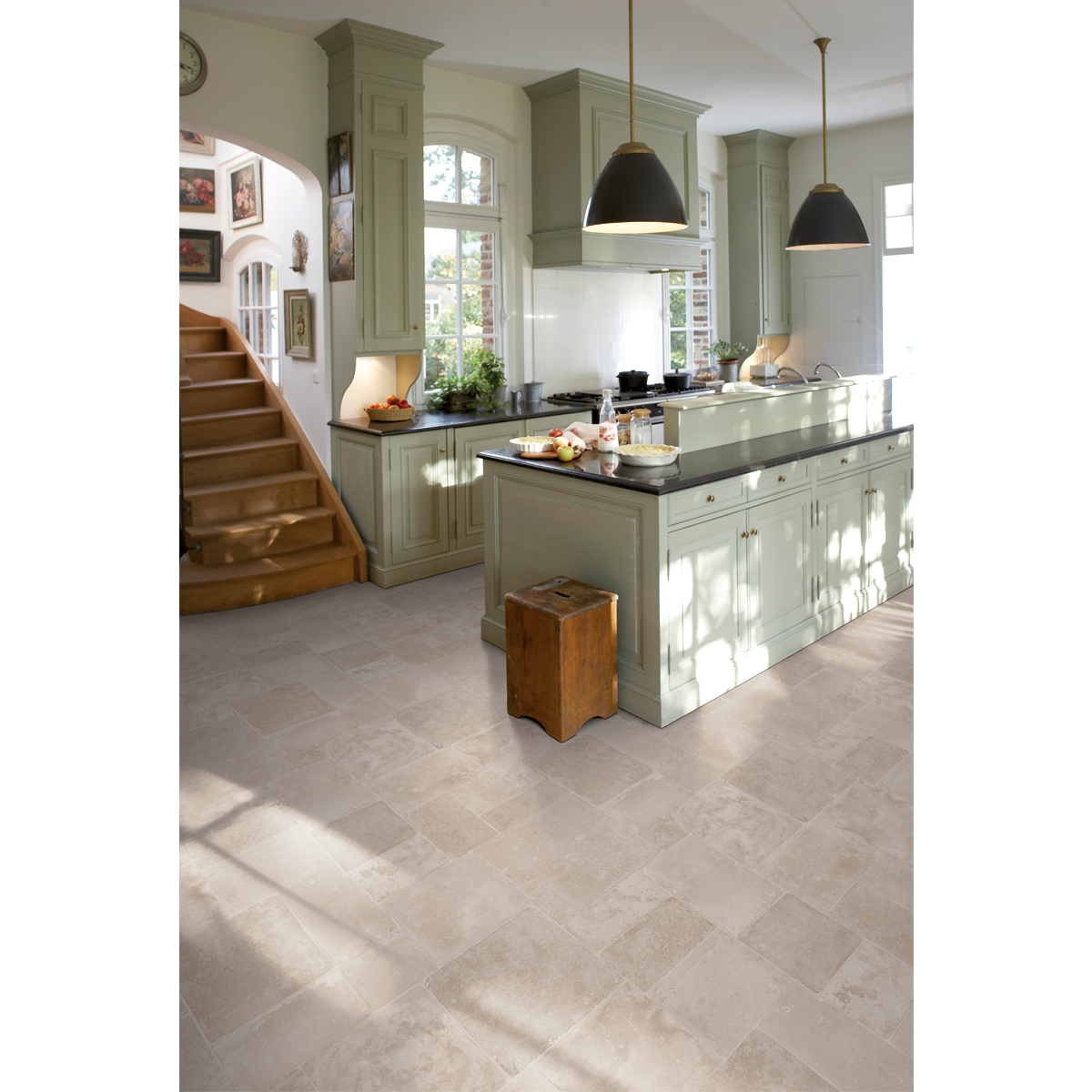 PVC-Bodenbelag - Fliese beige - 3 Meter