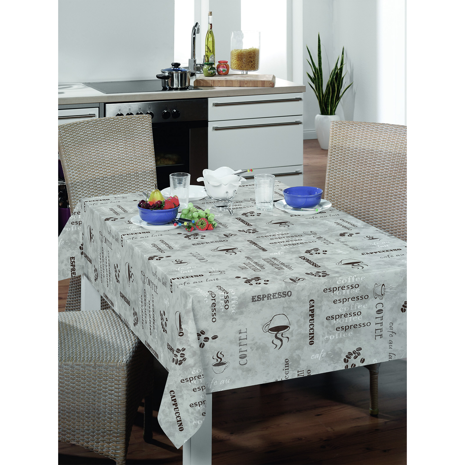 Tischdecke - grau - Kaffee - 140 cm breit