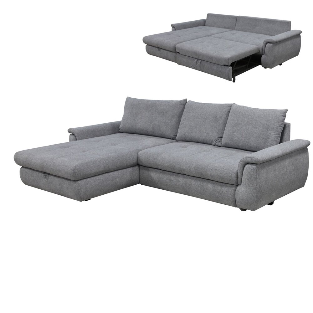 Ecksofa light grey mit Liegefunktion Staukasten links Online