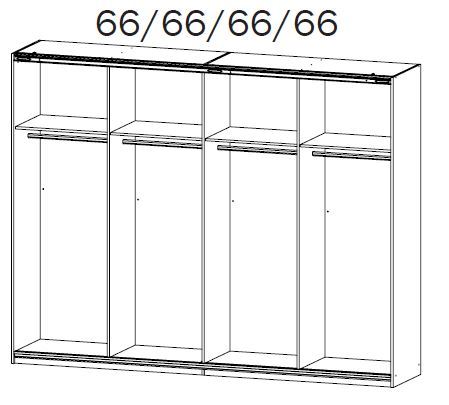 Schwebetürenschrank - Eiche San Remo hell-weiß Hochglanz - 271 cm