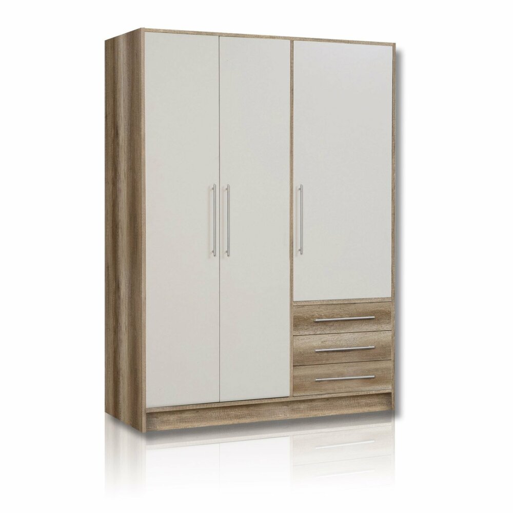 Kleiderschrank Jupiter Eiche Weiß 3 Schubladen 145 Cm Breit Kleiderschrank Jupiter Eiche Weiß 3 Schubladen 145 Cm Breit