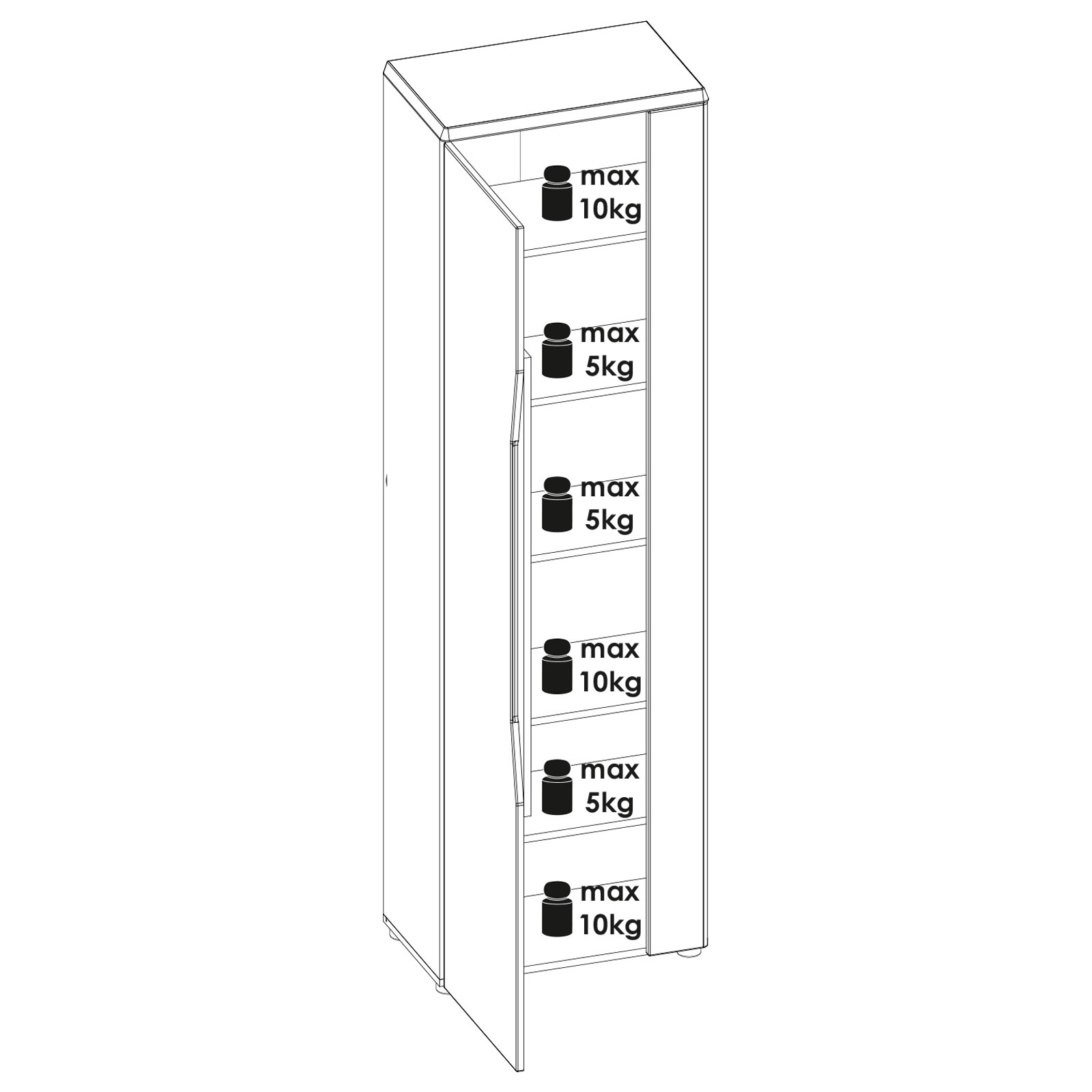 Highboard MALAGA - weiß Hochglanz-Alteiche - 59 cm breit