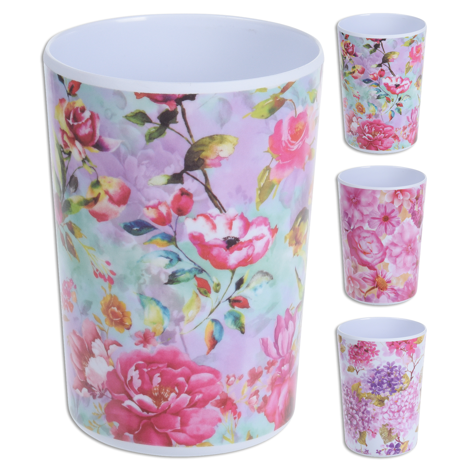 Trinkbecher - Blumen - rosa-weiß