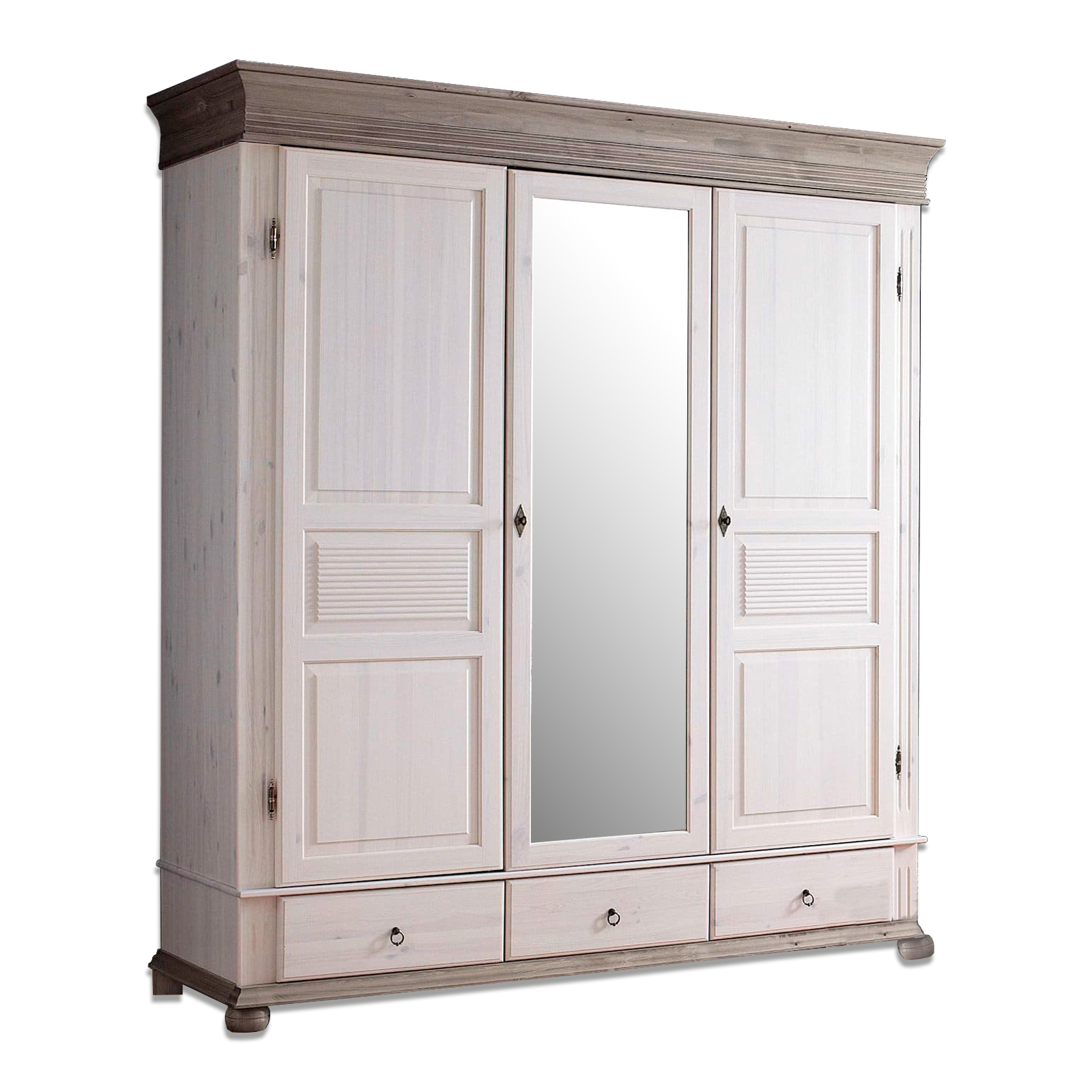 Kleiderschrank - Kiefer massiv - weiß