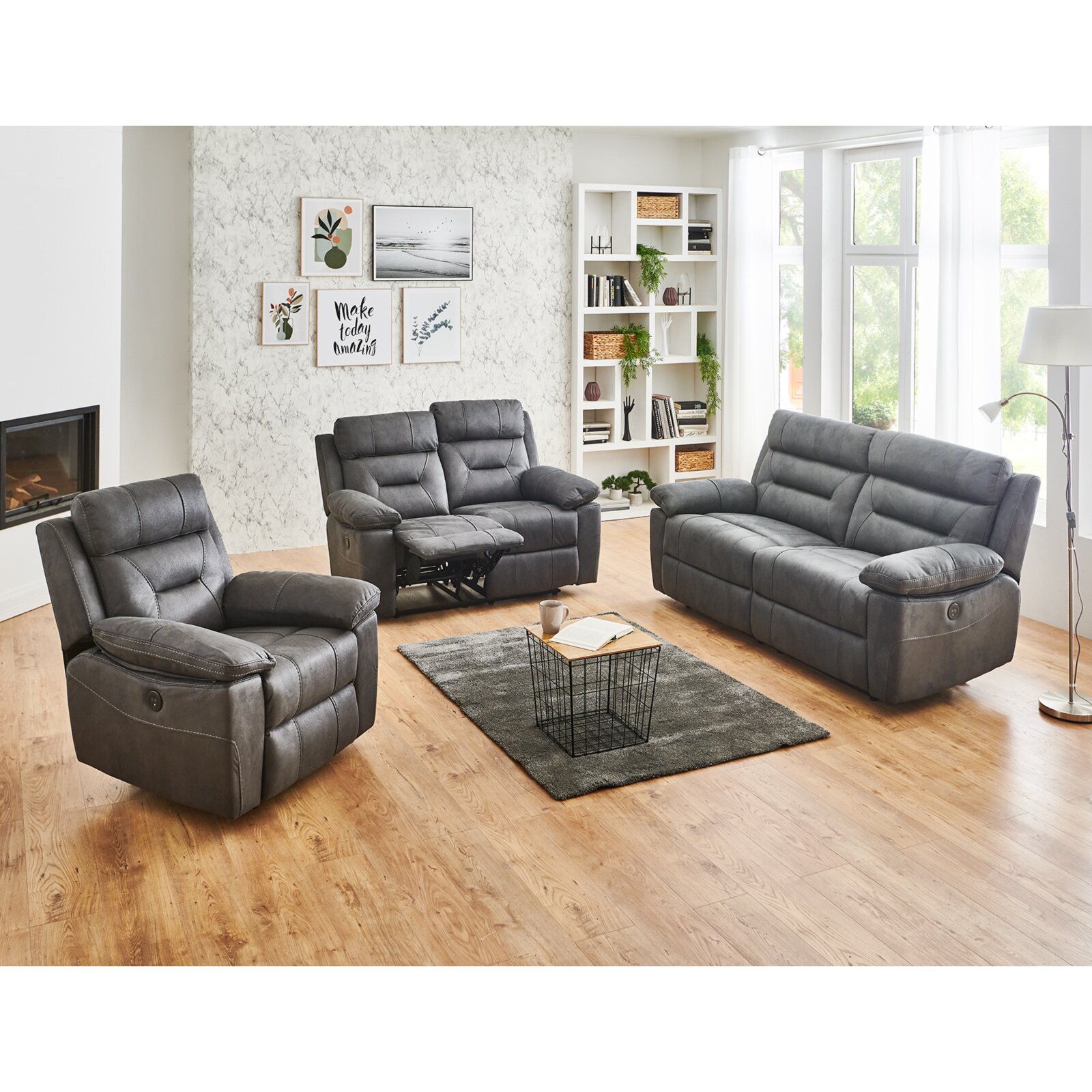 Sofa 2,5-Sitzer - grau - mit Relaxfunktion - 196 cm breit | Online bei  ROLLER kaufen