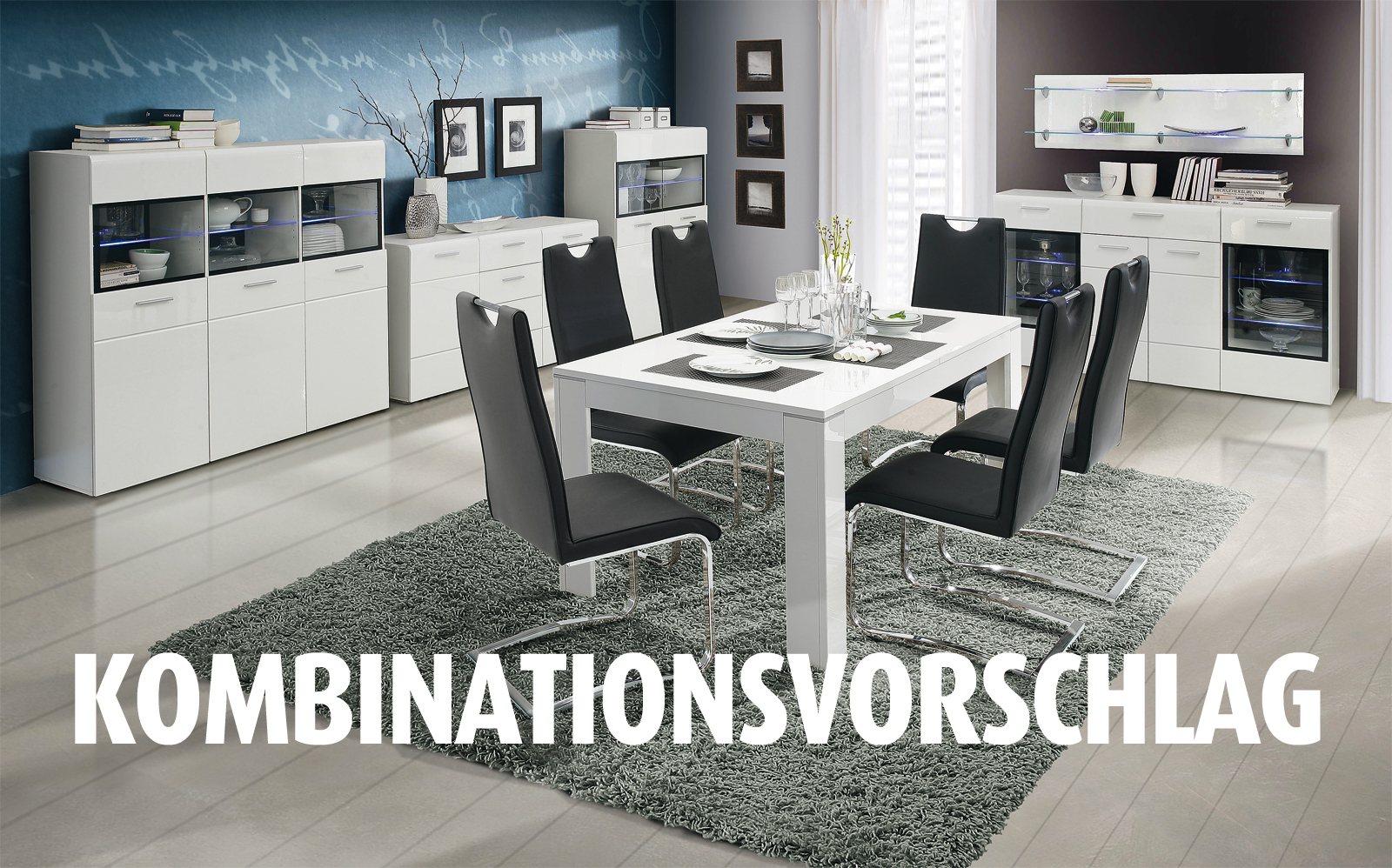 Highboard - weiß Hochglanz - 150 cm