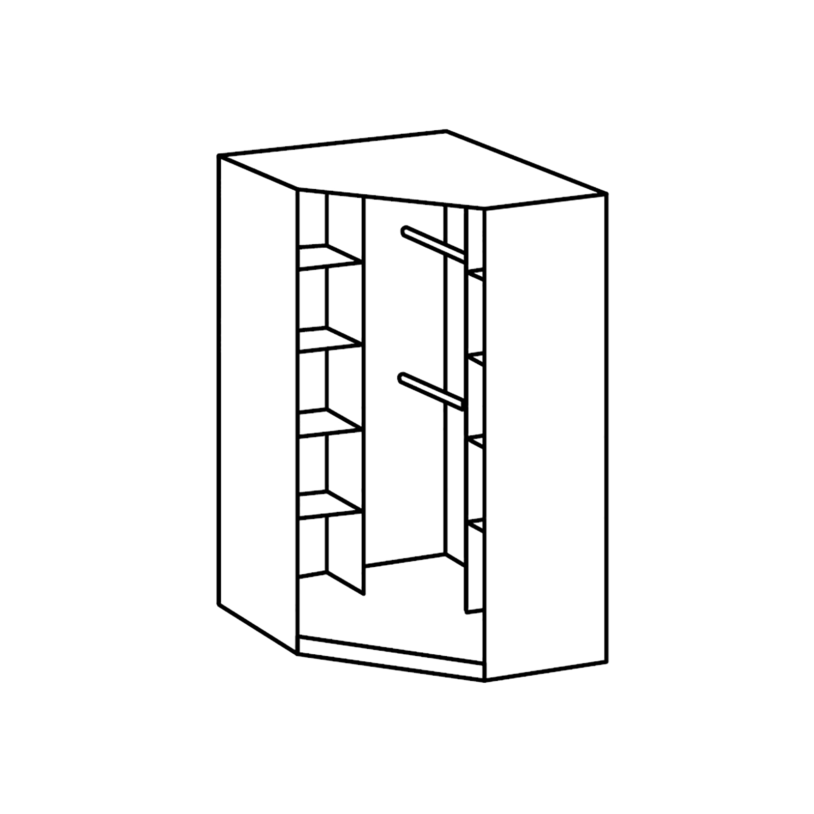 Eckschrank - Alpinweiß-rose - 95 cm