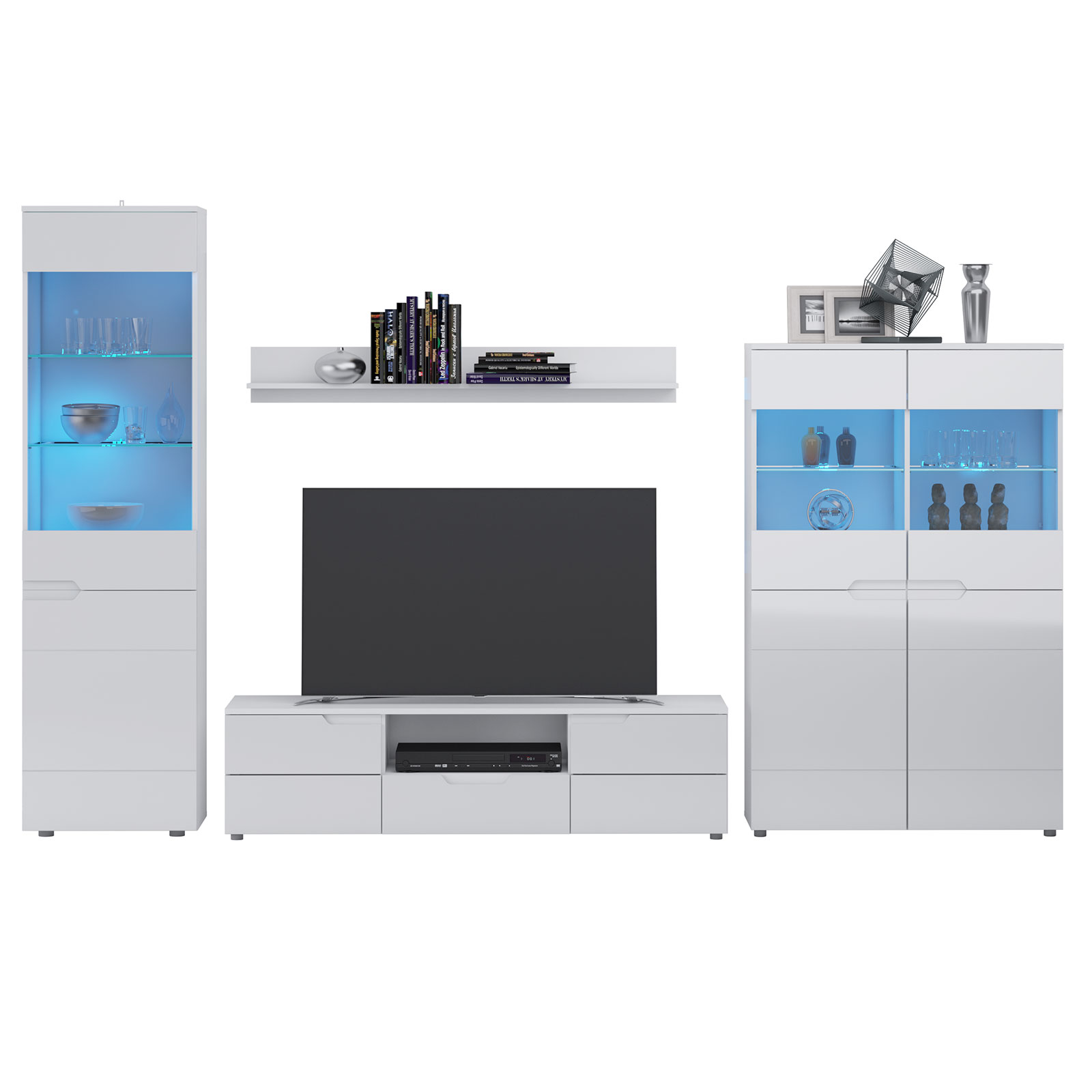 Vitrine - weiß - 2 Türen - 56 cm breit