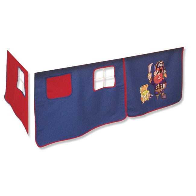 3 Teiliger Hochbett Vorhang PIRAT Blau Rot