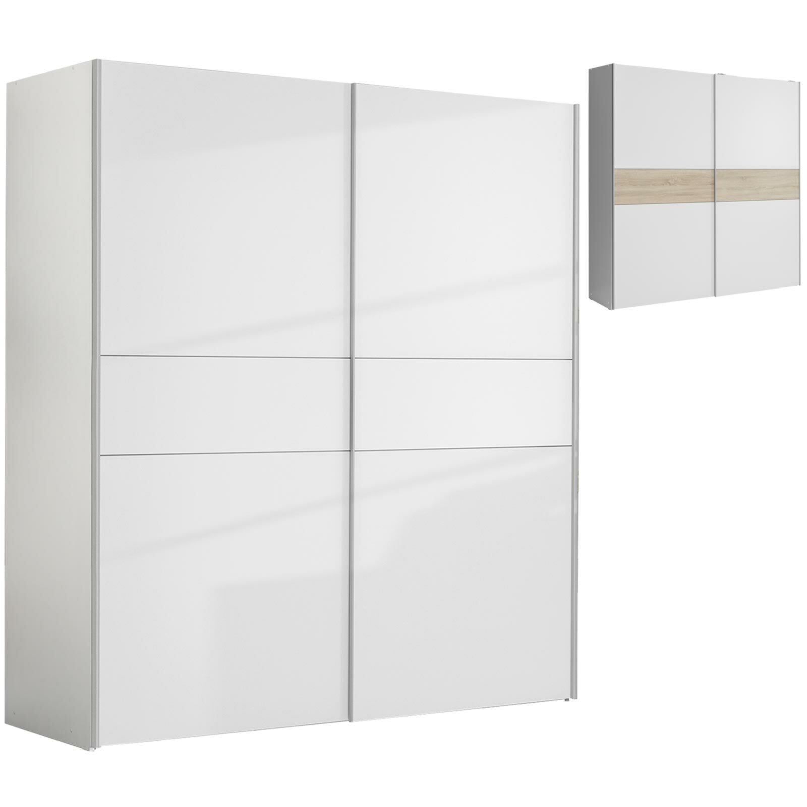 schwebetürenschrank - weiß - mit wechselbauchbinde - 170,3 cm