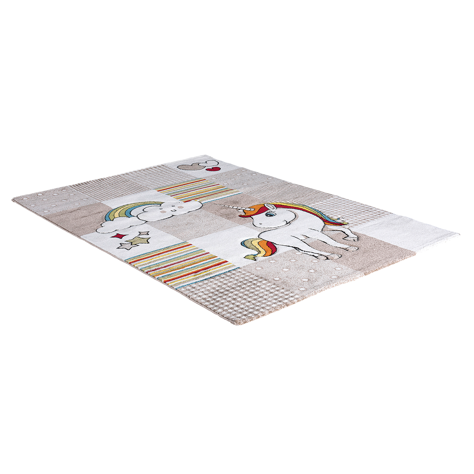 Frisee-Teppich - Einhorn - handgecarvt - 80x150 cm