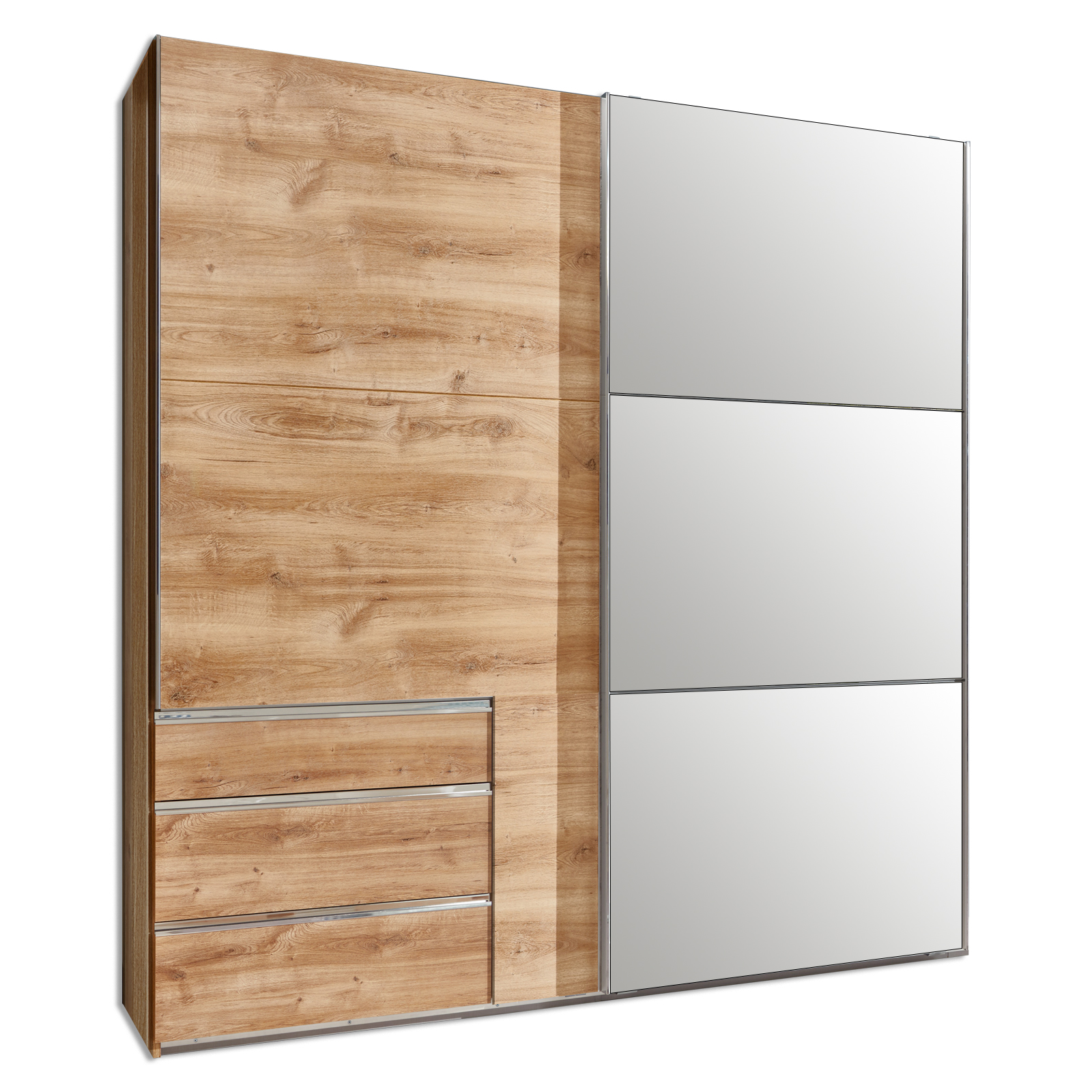 Schwebetürenschrank - Plankeneiche - 250 cm breit