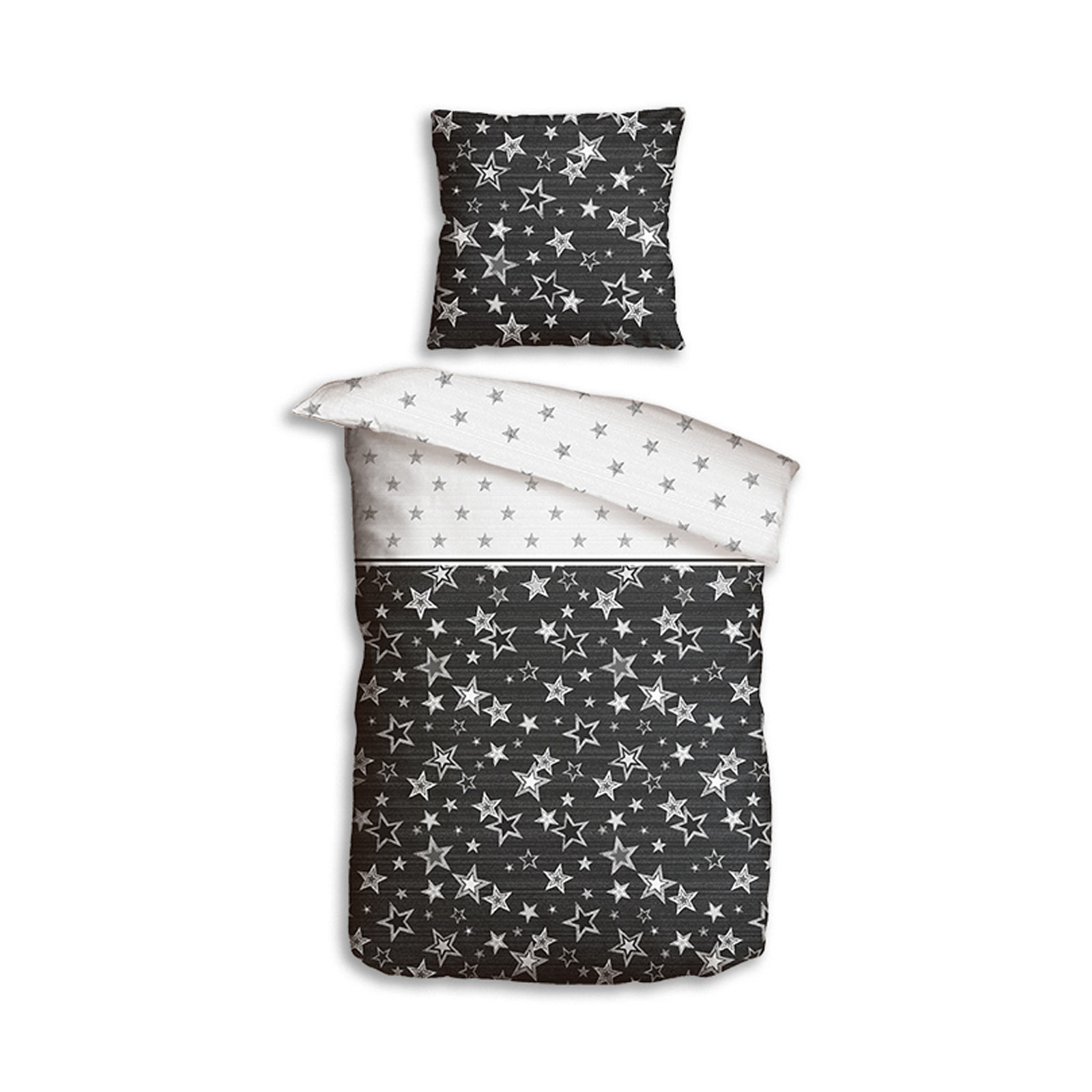 homara Microfaser-Bettwäsche - anthrazit-weiß - Sterne - 135x200 cm