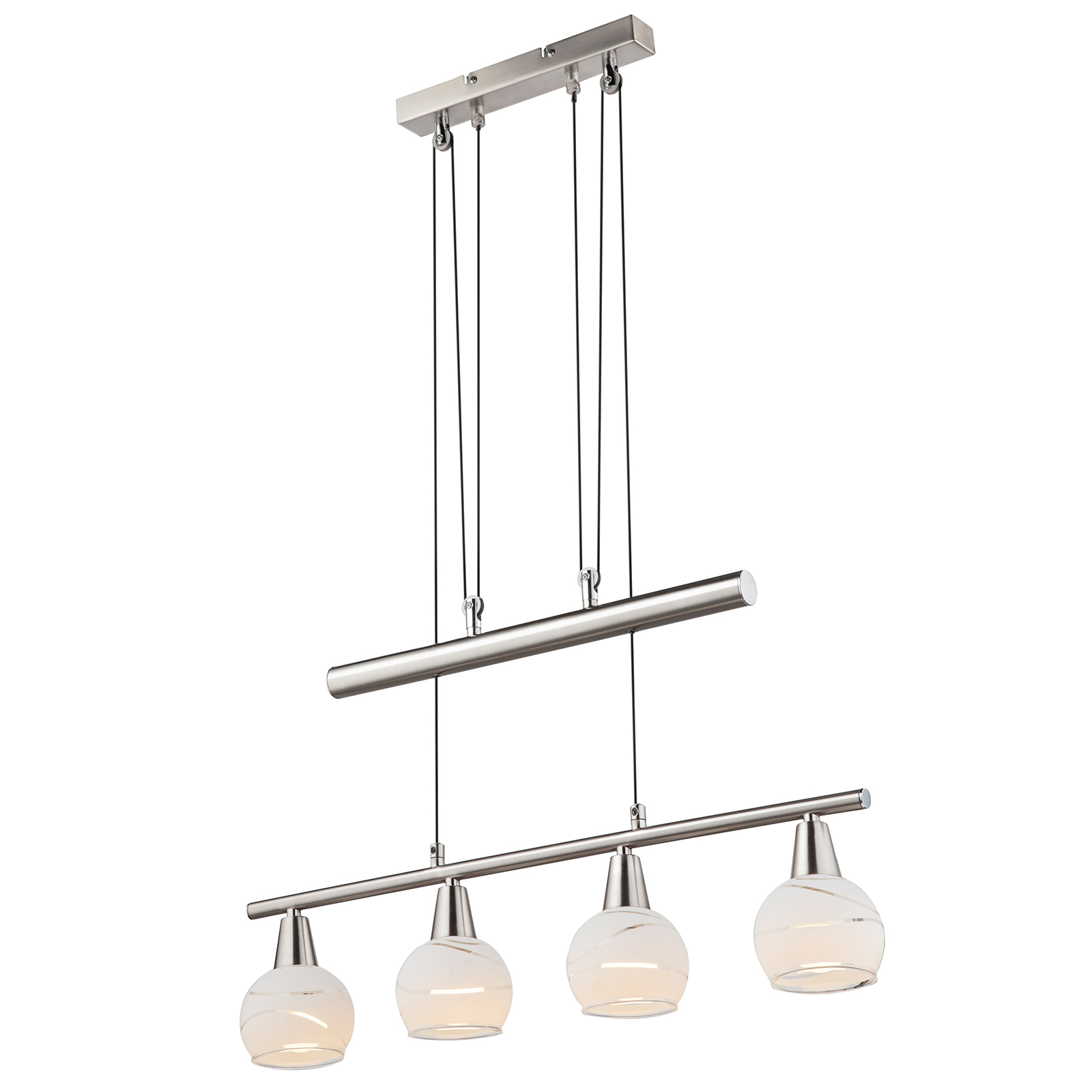 LED-Pendelleuchte - Nickel matt - Glas - 4-flammig