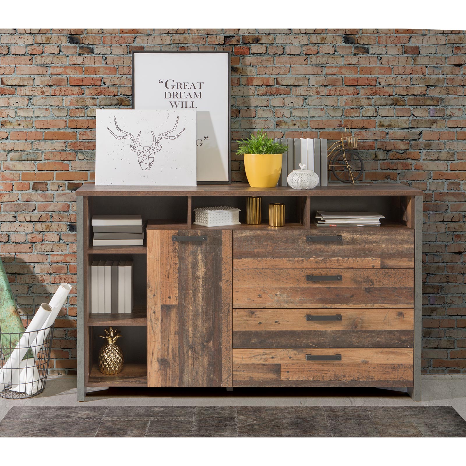 Sideboard - Old Wood Vintage - Betonoptik