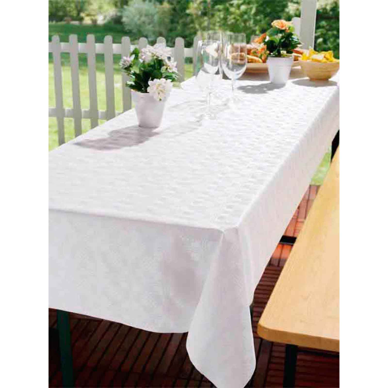 Tischdecke - weiß - geprägt - 140 cm breit