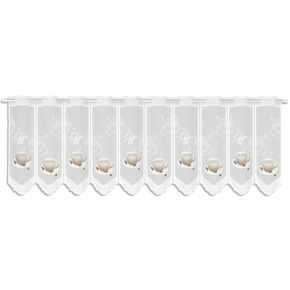Küchengardine KAFFEE - weiß-braun - 145x45 cm | Online bei ROLLER