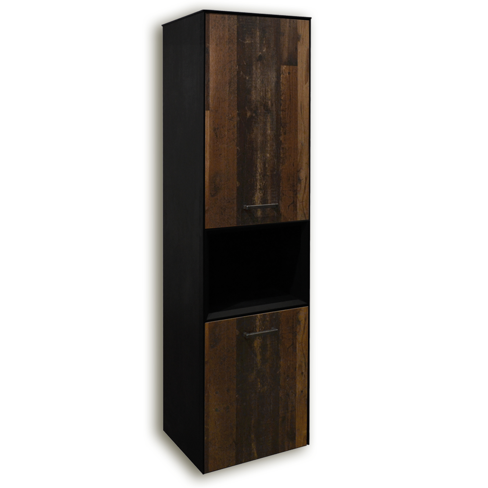 Standvitrine - Schwarzstahloptik - Texas Oak - 50 cm