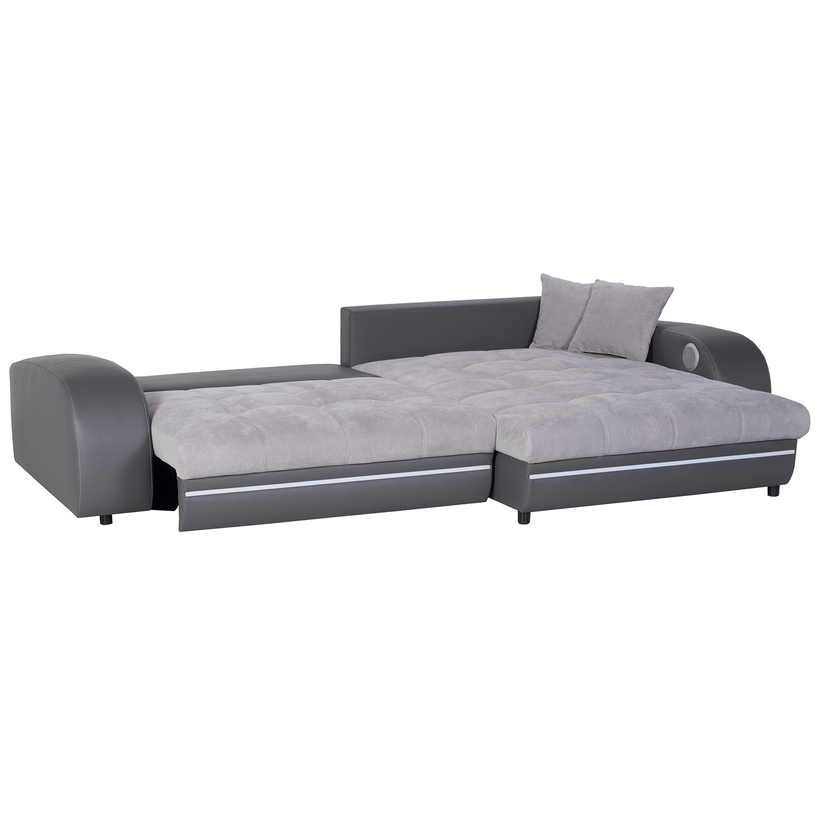 RGB-LED-Ecksofa - grau-hellgrau - Soundsystem