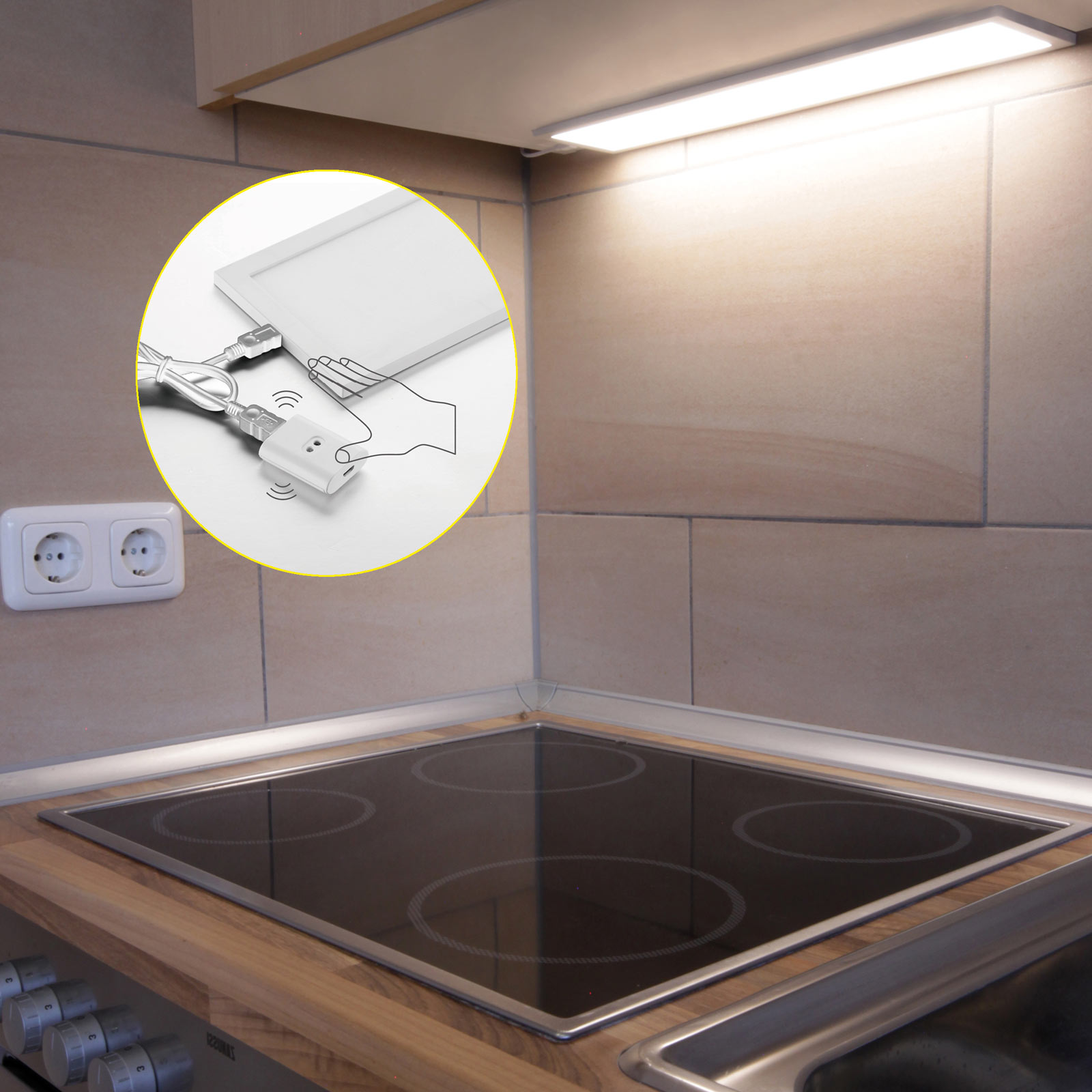 LED-Unterbauleuchte - silber - 23x10 cm - warmweiß - 2724025000