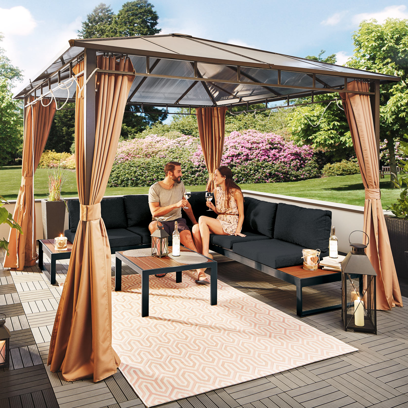 Gardiola Lounge-Set - anthrazit-teakfarben