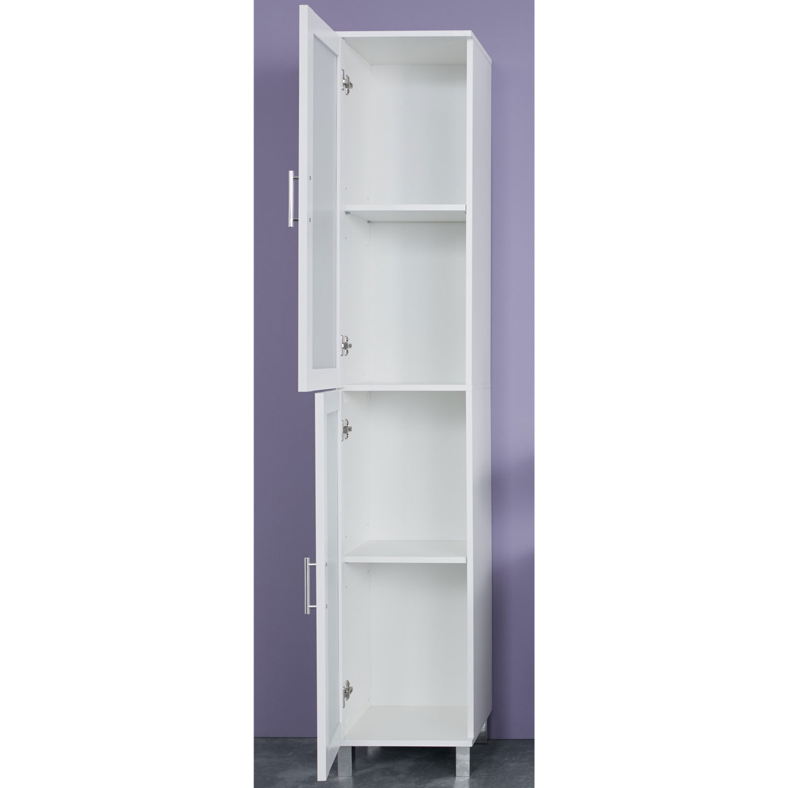 Hochschrank - weiß-Glas satiniert - 188 cm hoch