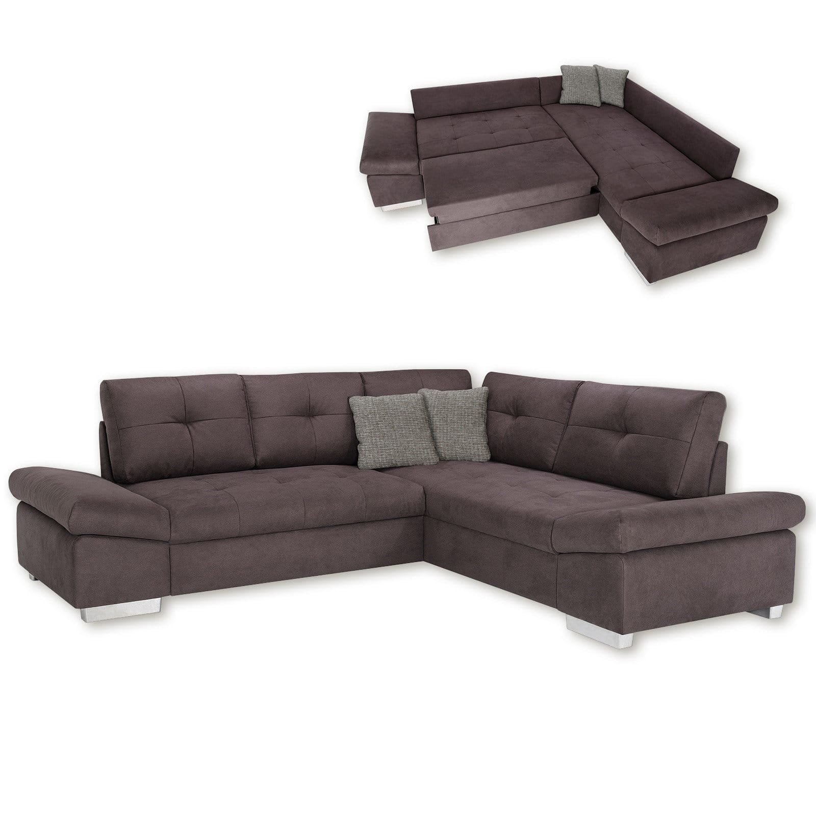 Ecksofa - taupe - Liegefunktion links