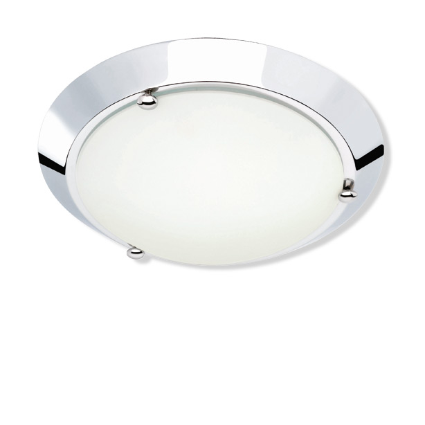 Badlampe Wand und Decke - Metall Chrom - Glas weiß
