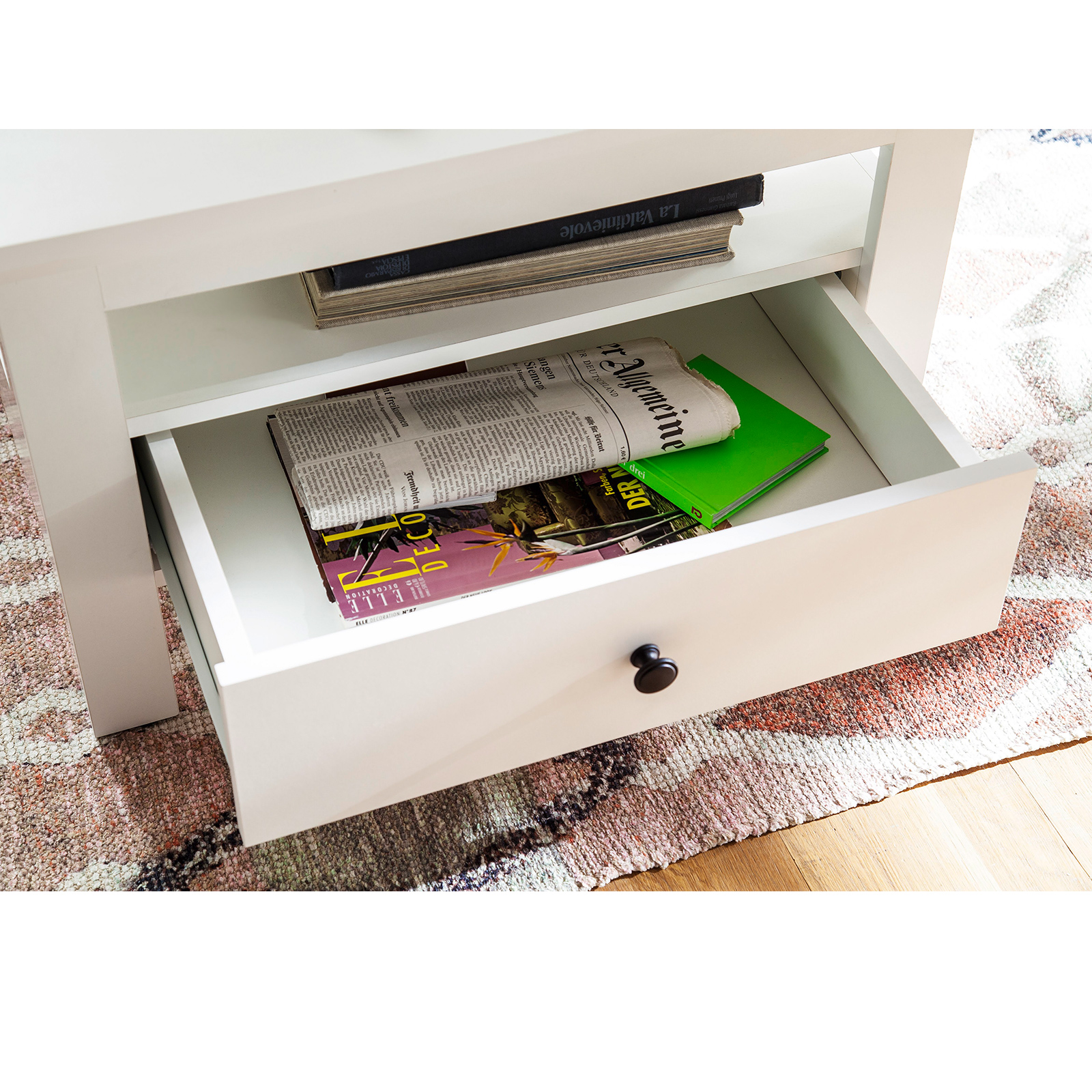 Couchtisch - weiß - mit Schubkasten