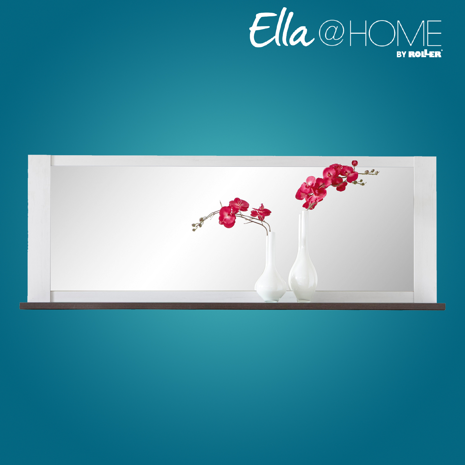 Ella@HOME Wandspiegel - Pinie weiß - Wenge - mit Ablage