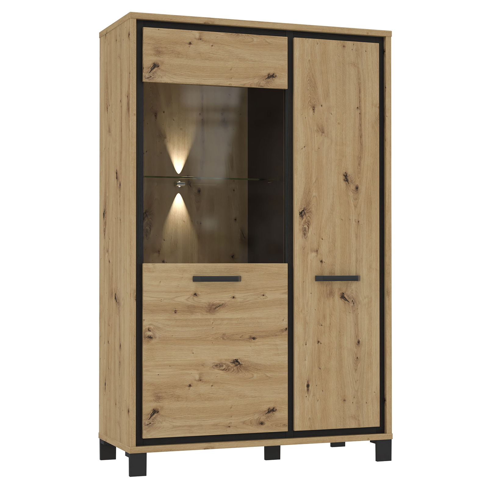 Highboardvitrine - Artisan Eiche - 101 cm