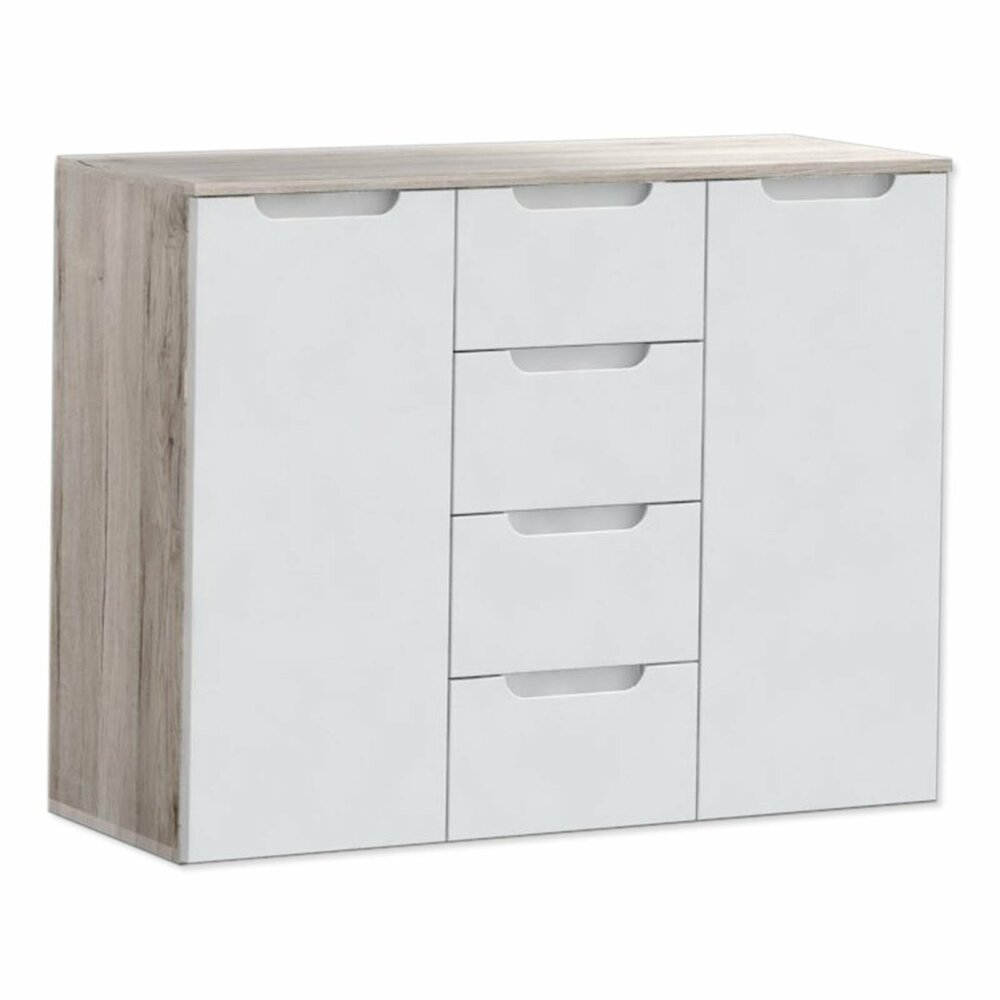 Kommode MORENO OREK - weiß Hochglanz - Sandeiche - 105 cm ...