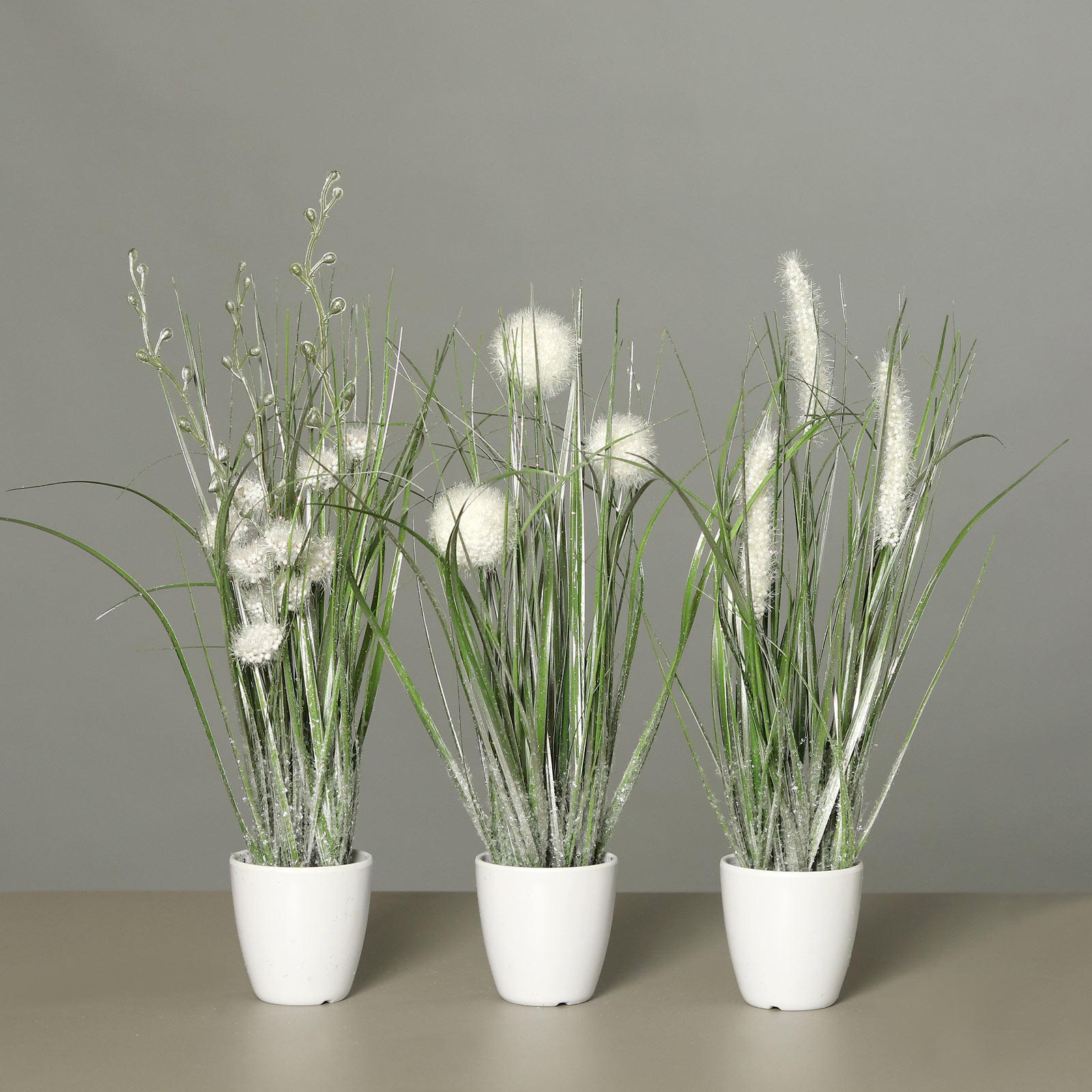 Kunstpflanze - Grasarrangement Winter - 35 cm hoch