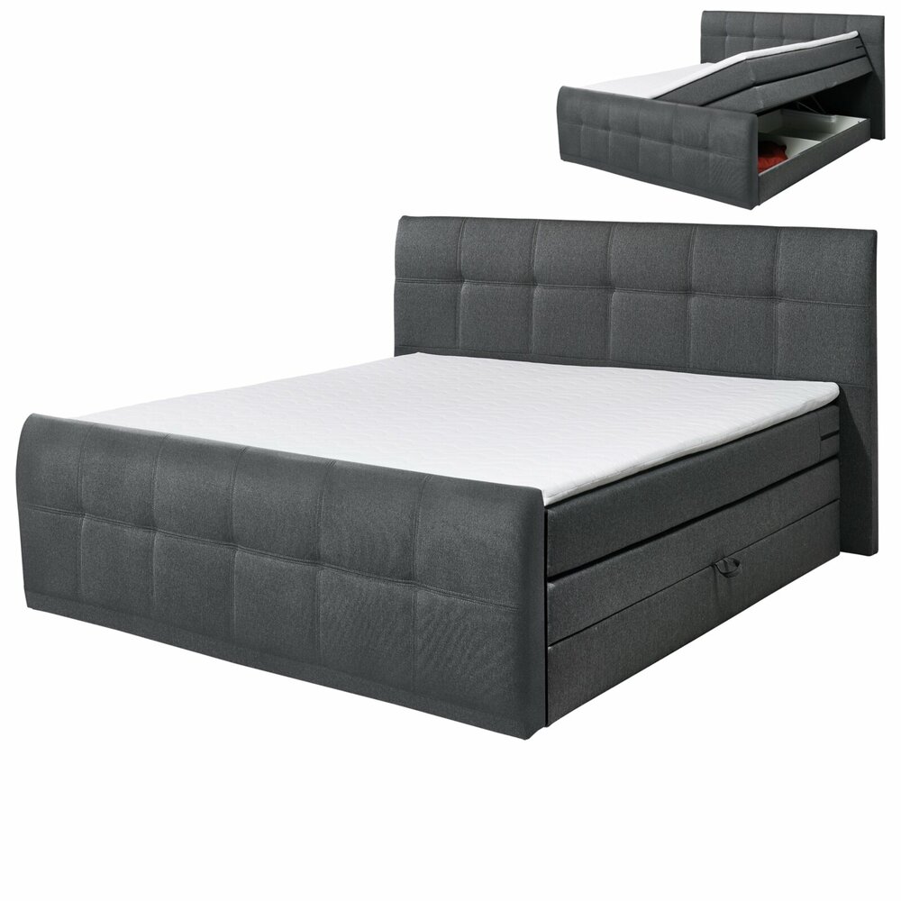 Boxspringbett anthrazit Taschenfederkern H2 180x200 cm Online